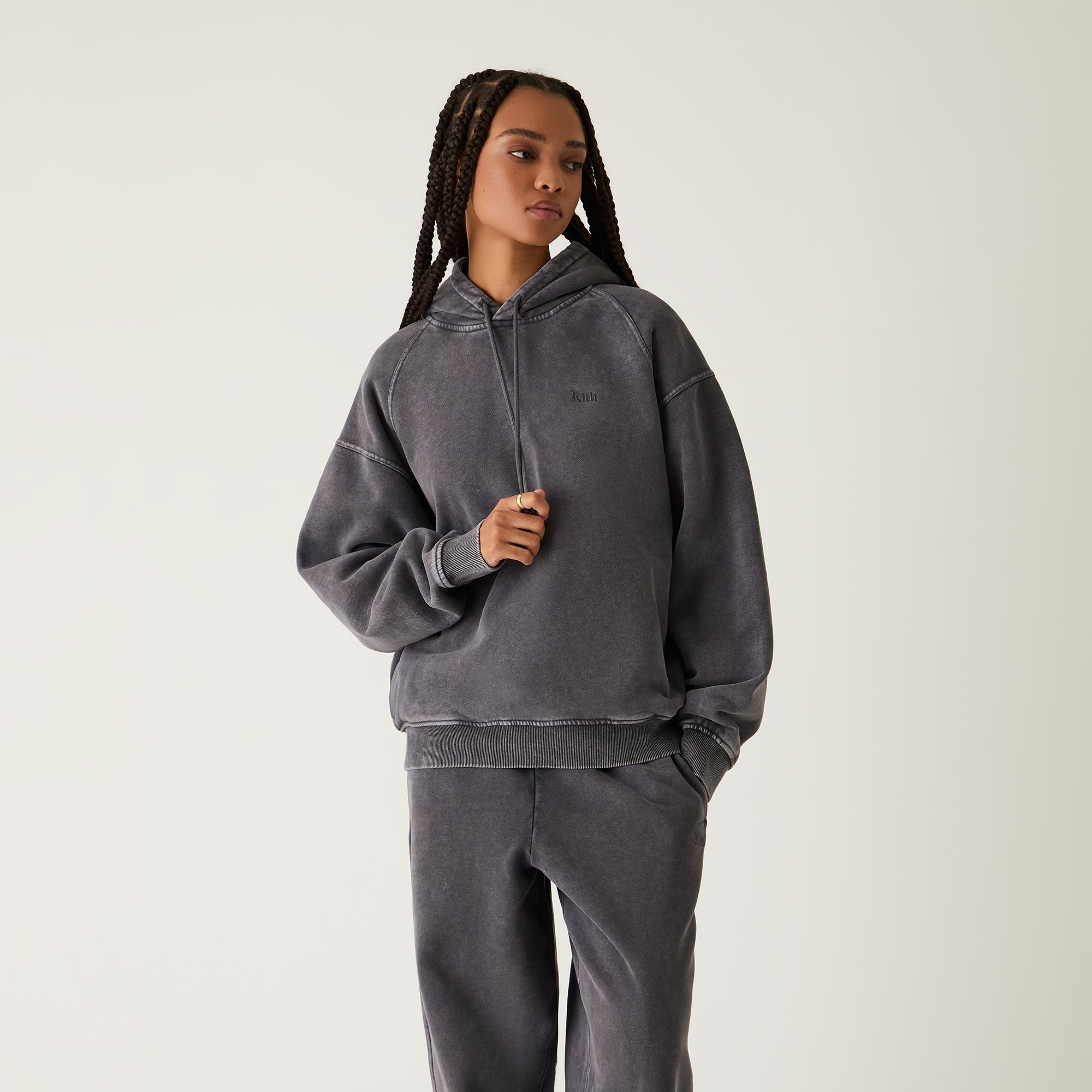 【25AW新作】 Kith Maverick Sueded Hoodie Kith Women Maverick Sueded Hoodie - Black