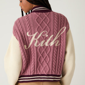 Kith Women Wyler Blocked Full Zip Sweater - Pink Opal