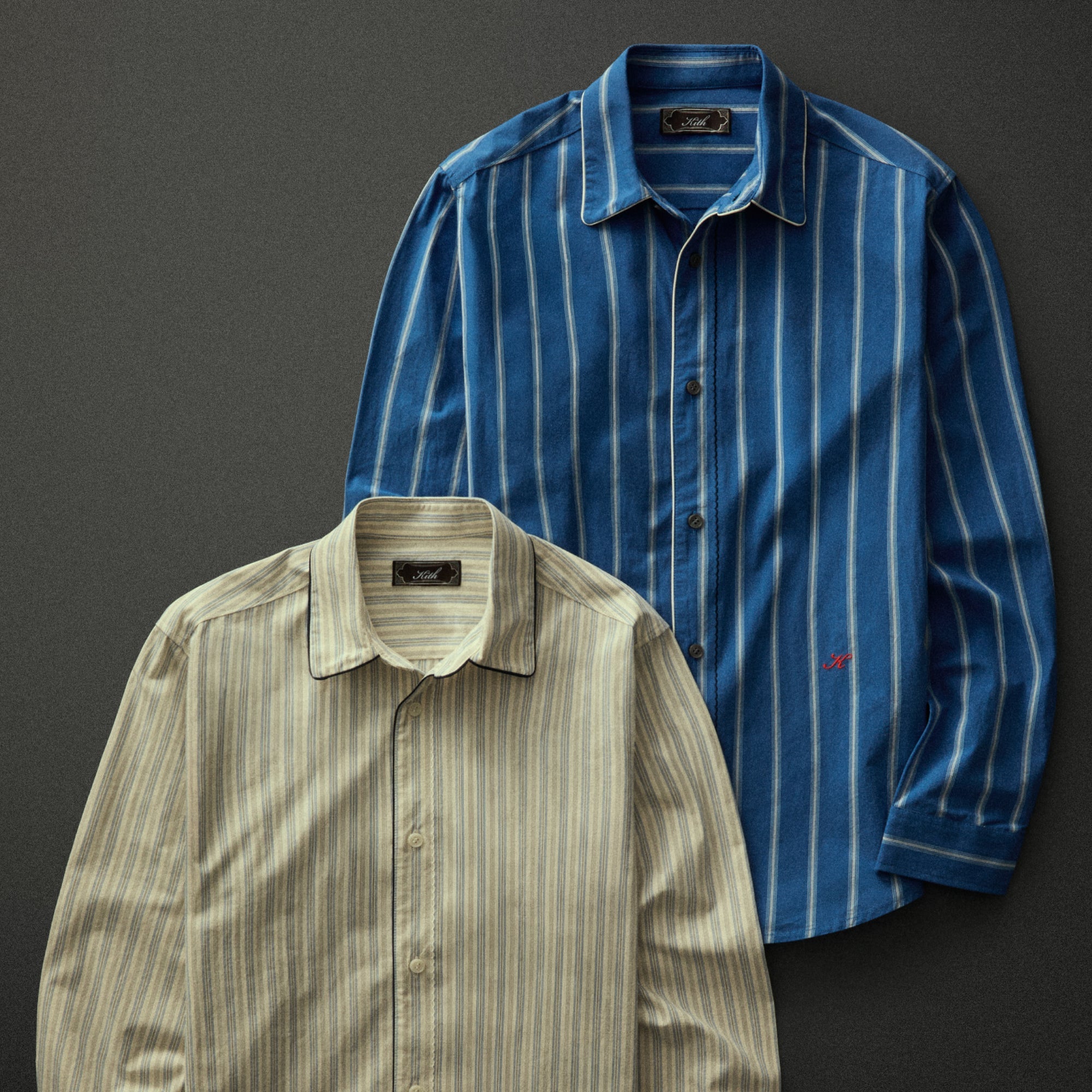 Kith Striped Poplin Long Sleeve Thompson Zip Front Shirt - Blend