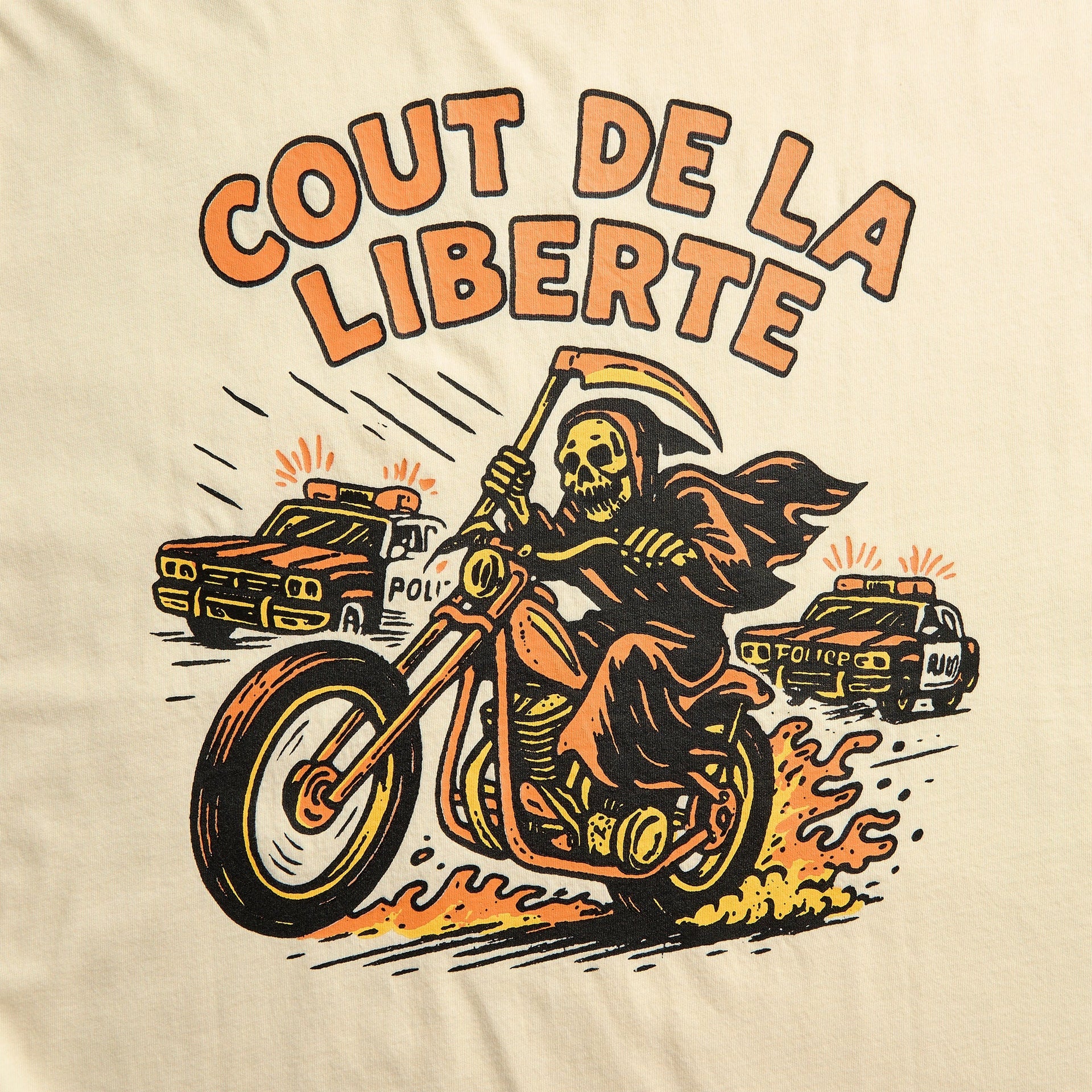 Coût De La Liberté Freddie CDLL Grimm Reaper Rides Again Short Sleeve Tee - Cream