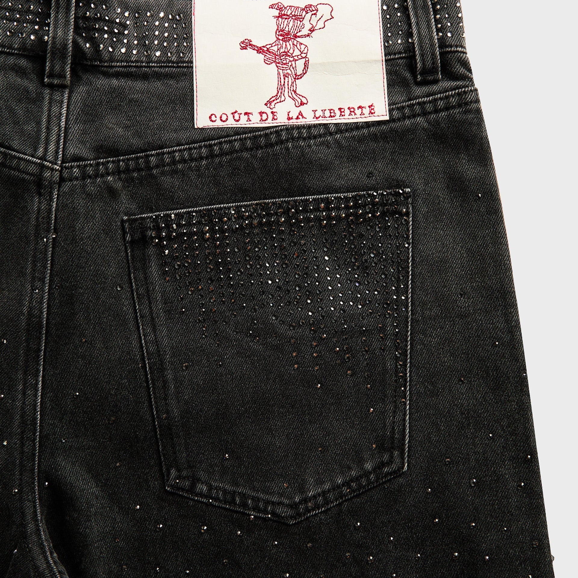 Coût De La Liberté Zander Crystal Rigid Denim Baggy Short - Sunfade Oz Black