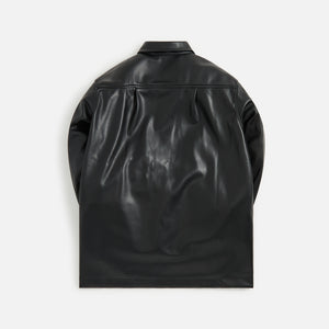 Monitaly Vegan Leather 50's Milano Long Sleeves Shirt - Black