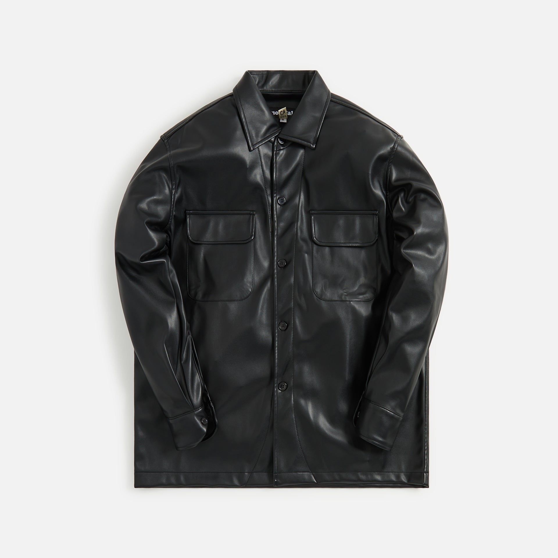 Monitaly Vegan Leather 50's Milano Long Sleeves Shirt - Black