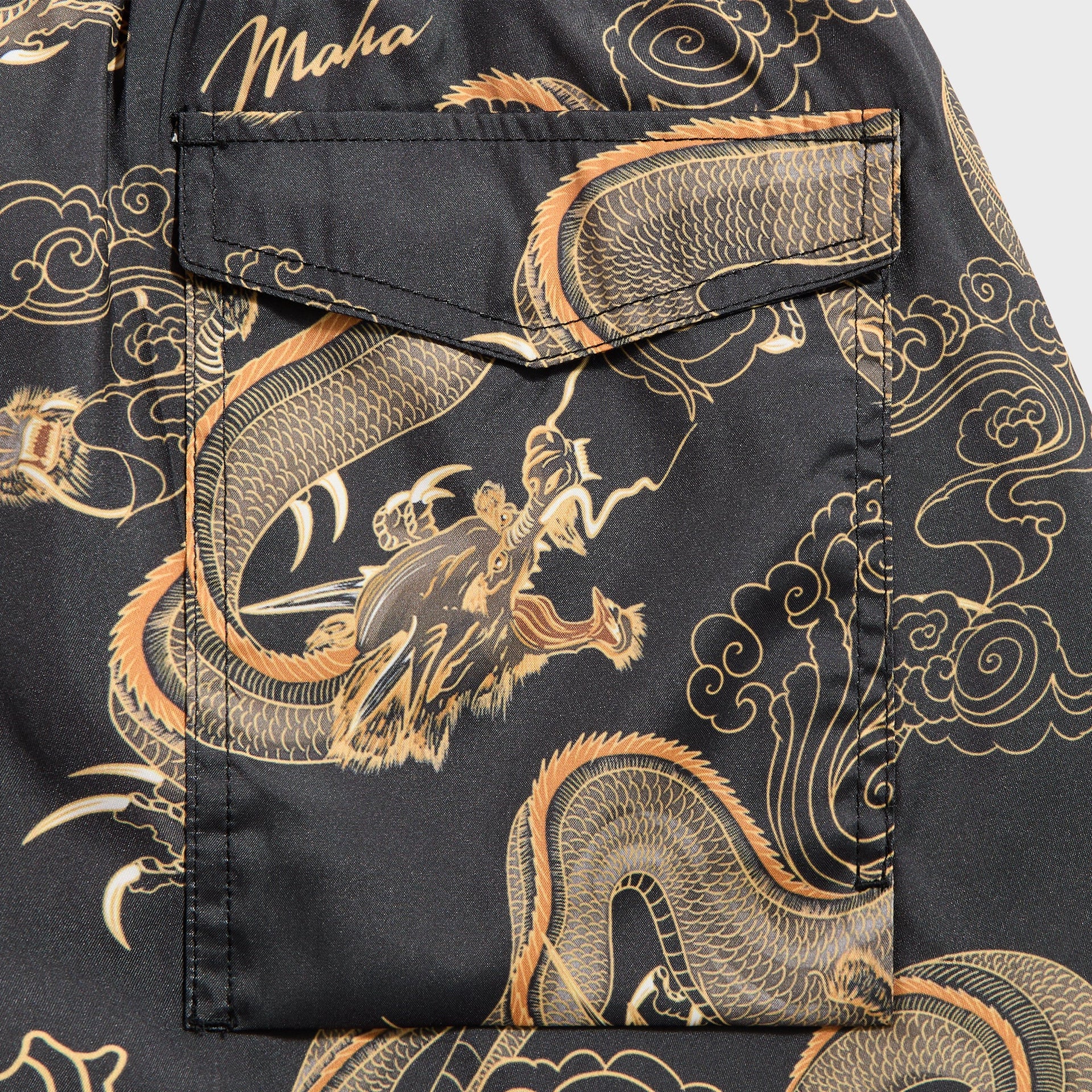 Maharishi 1549 Dragon Swim Shorts - Black