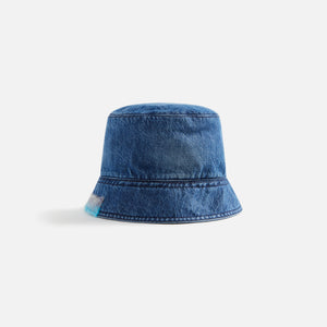 marni Blu Stonewashed Organic Denim Mohair Bucket Hat - Iris