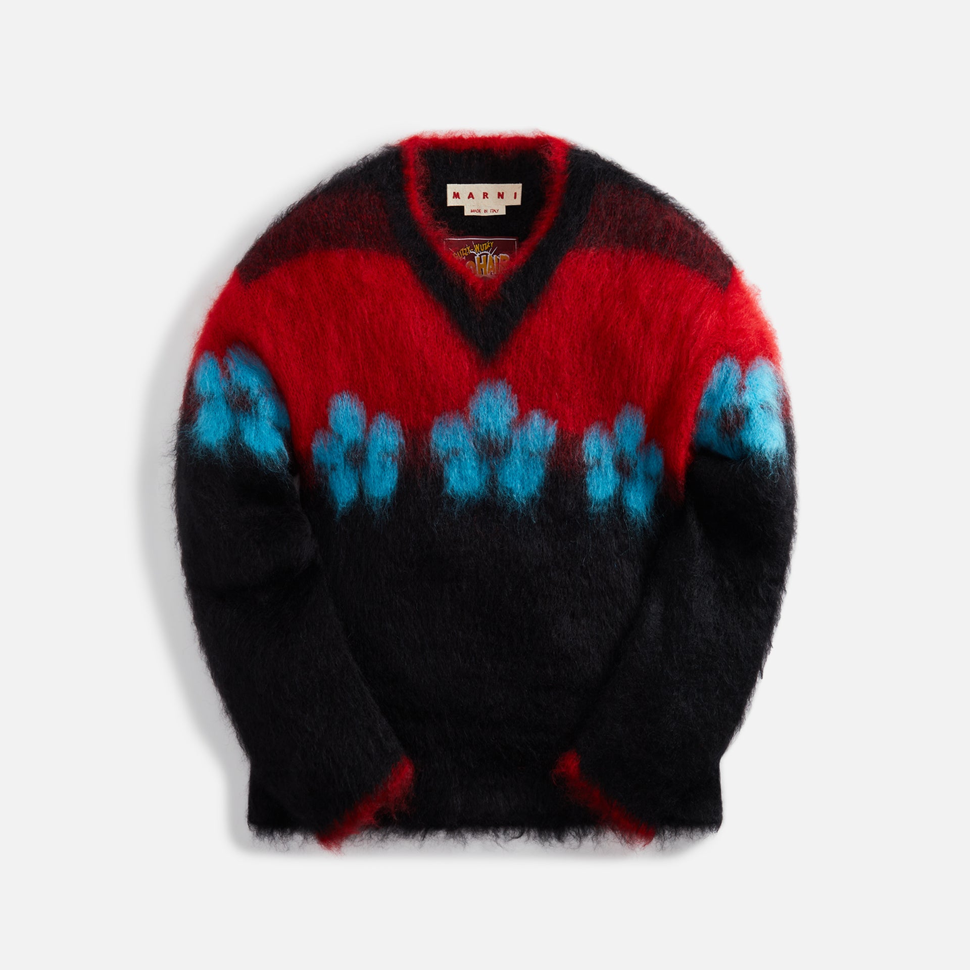 Marni Fuzzy Wuzzy Flowers Mohair Blend Sweater – Black / Red