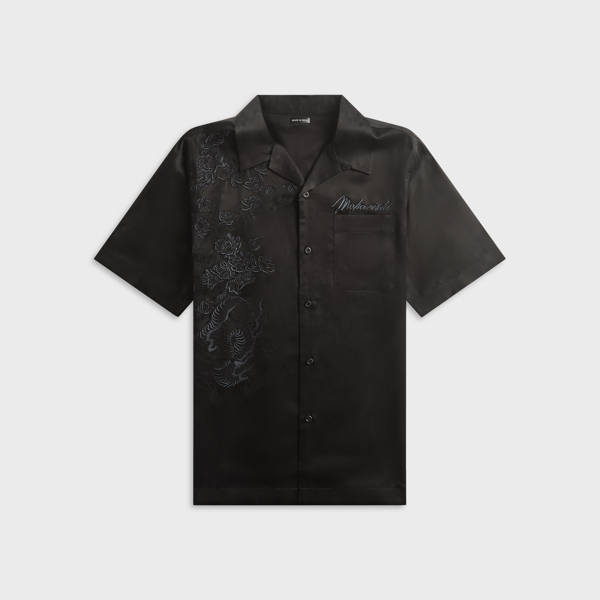 Maharishi 7364 Sakura Dragon Camp Collar Shirt - Black – Kith