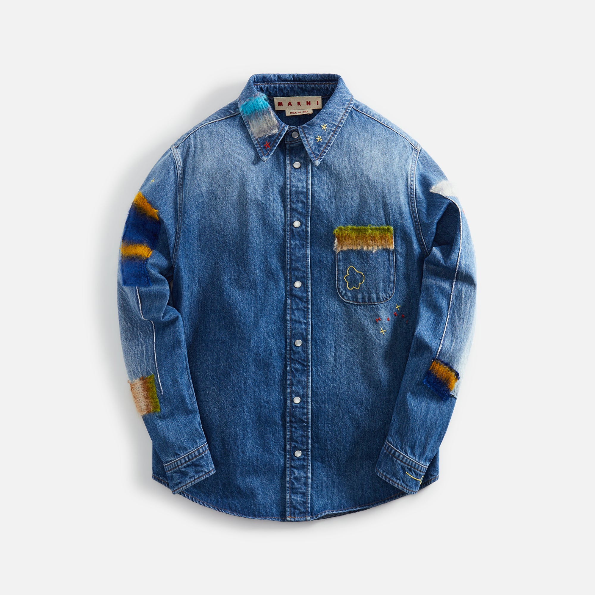 Marni Stone Washed Organic Denim Mohair Shirt - Iris Blue – Kith