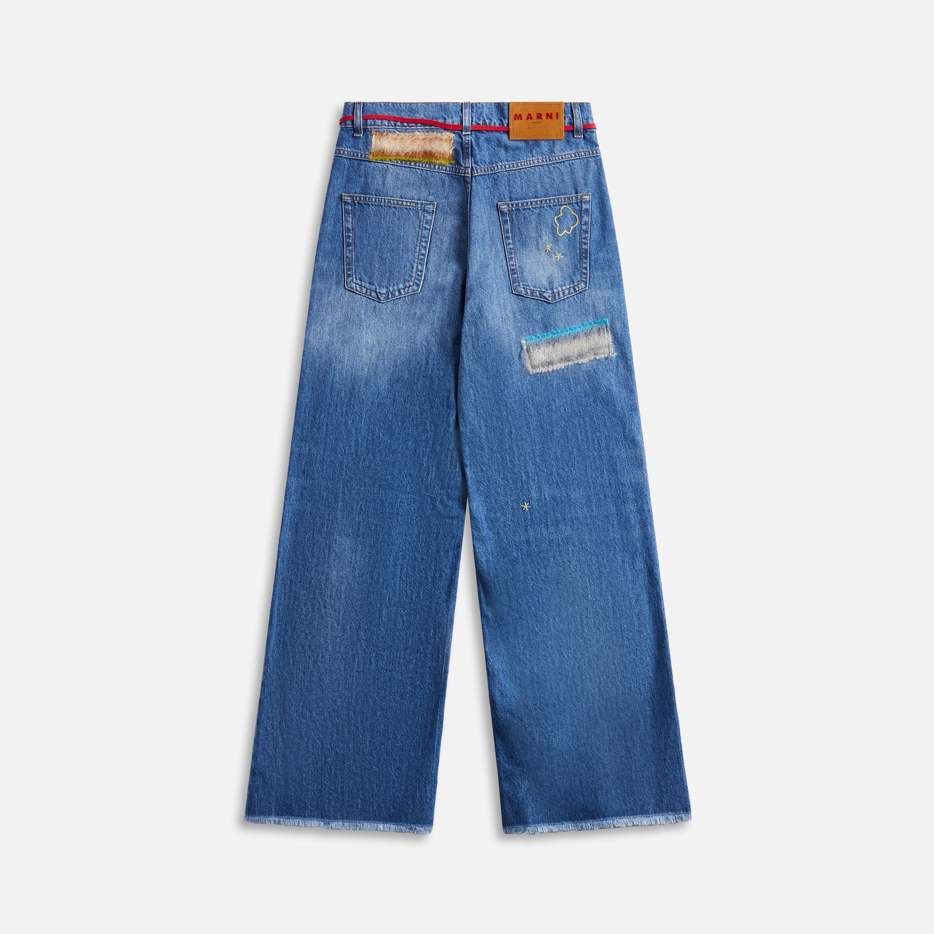 Marni Stone Washed Organic Denim Mohair Trousers - Iris Blue