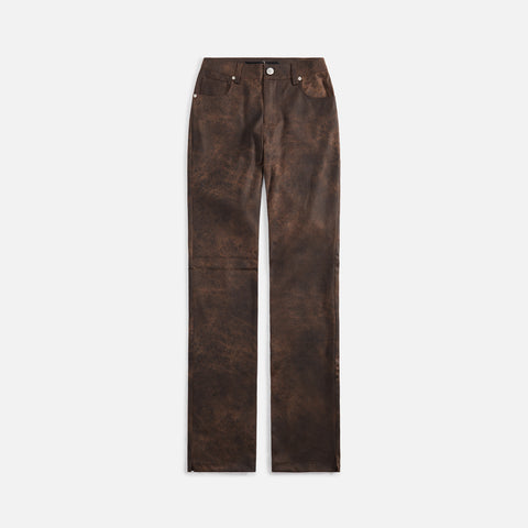 MISBHV Cracked Faux Leather Trouser - Brown