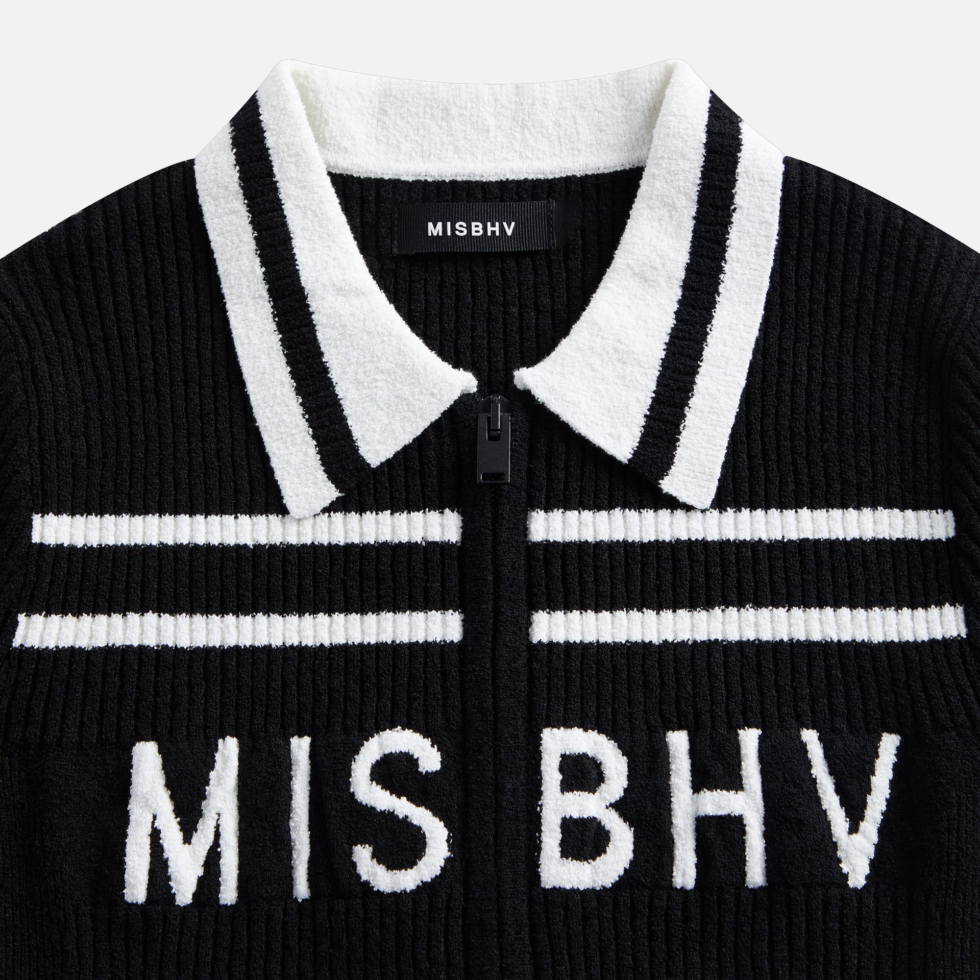 MISBHV Fluffy Cannes Cropped Polo - Black / White