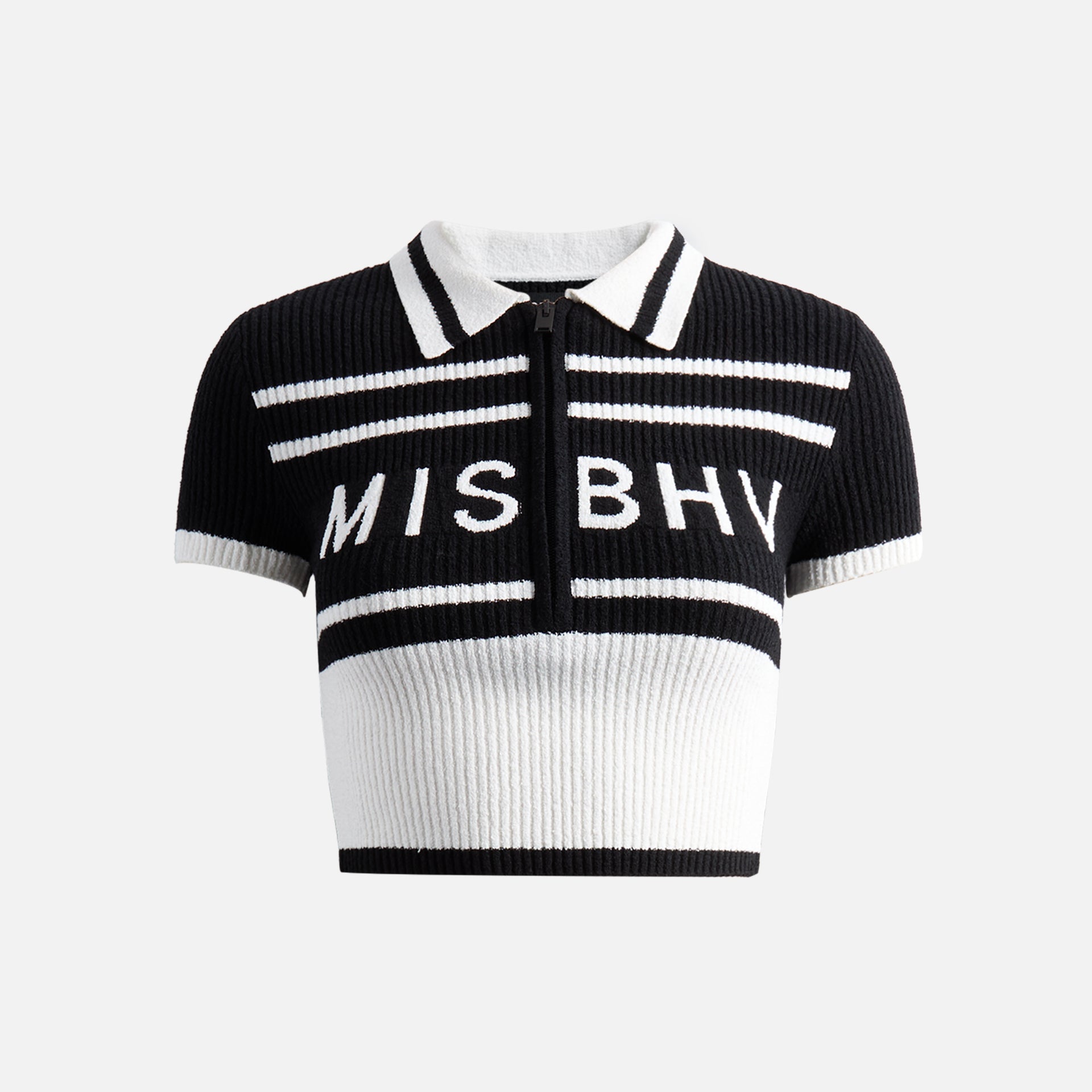 MISBHV Fluffy Cannes Cropped Polo - Black / White