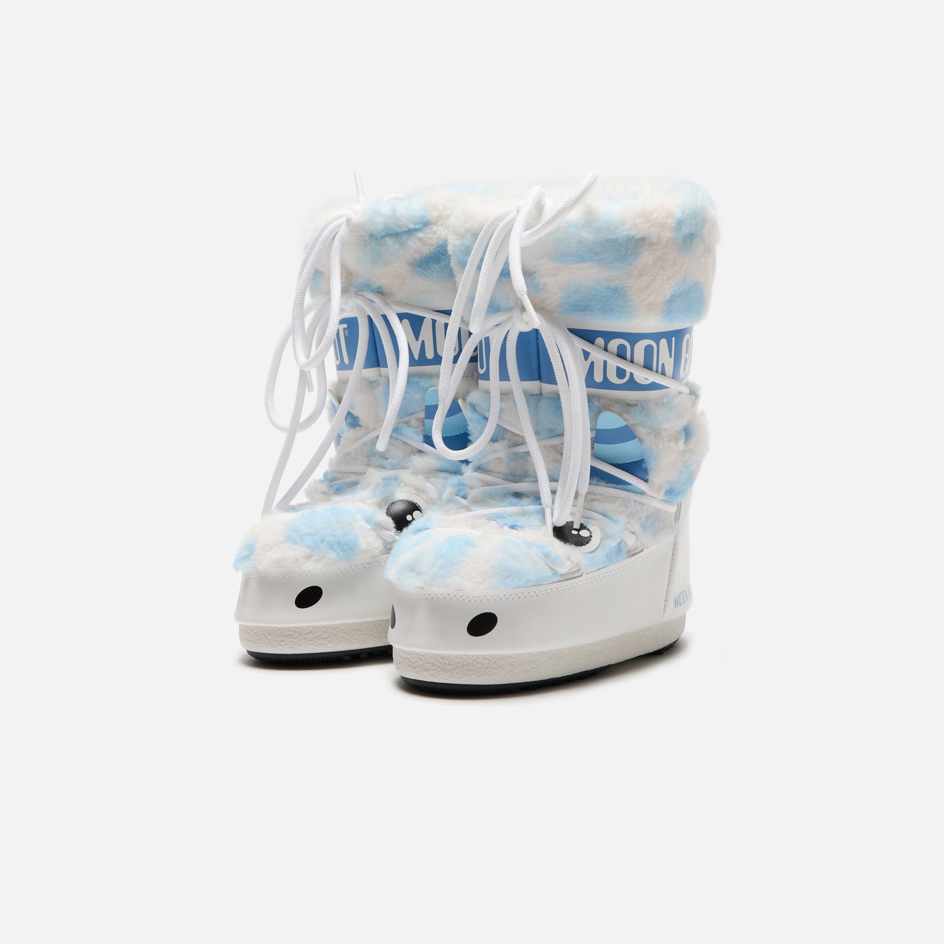 Moon Boot Kids Icon Yeti - Faux Fur White / Light Blue