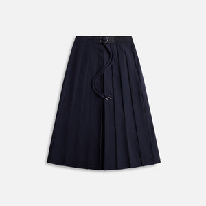 Moncler Wool Blend Pleated Midi Skirt - Navy