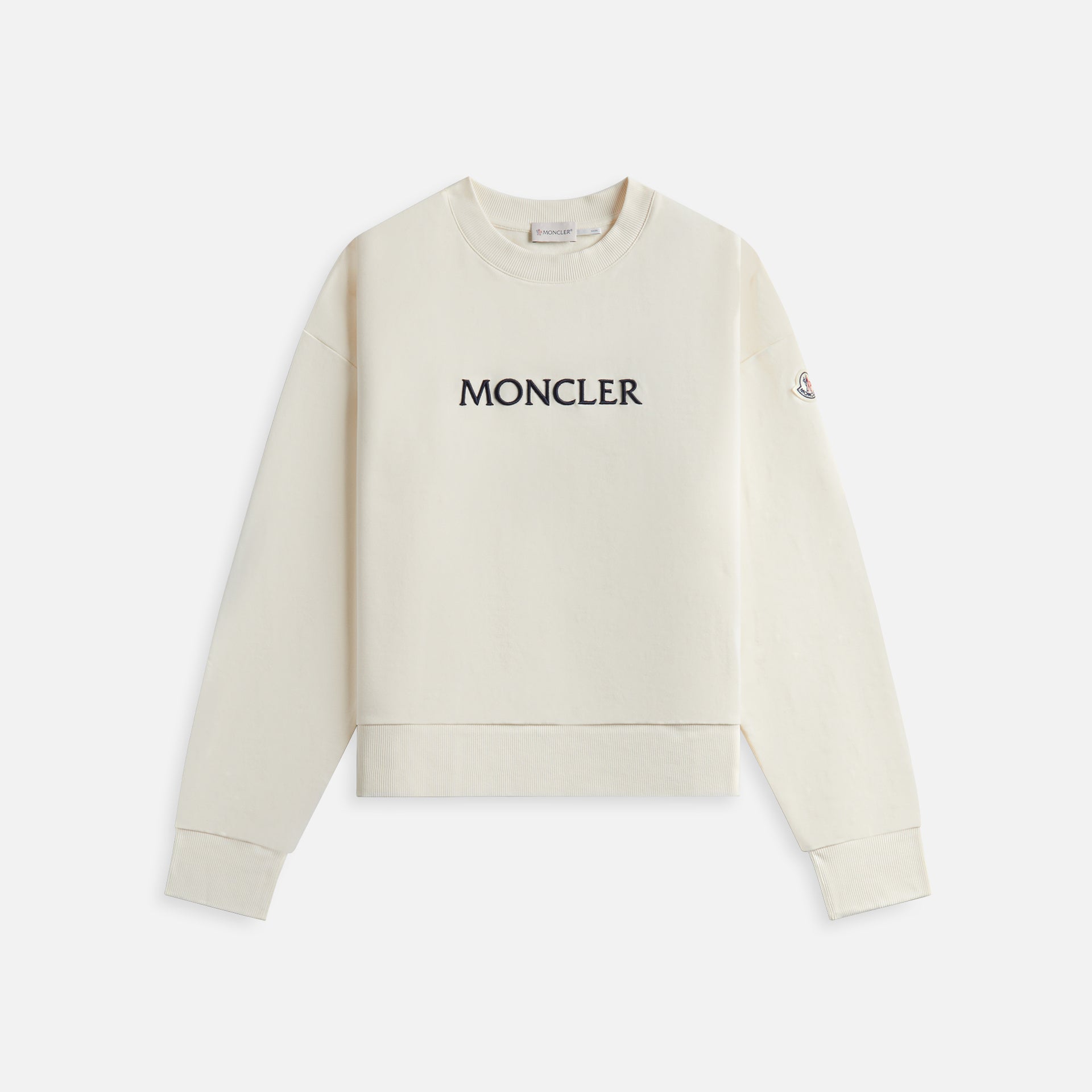 Moncler Embroidered Tonal Logo Cotton Sweatshirt - White