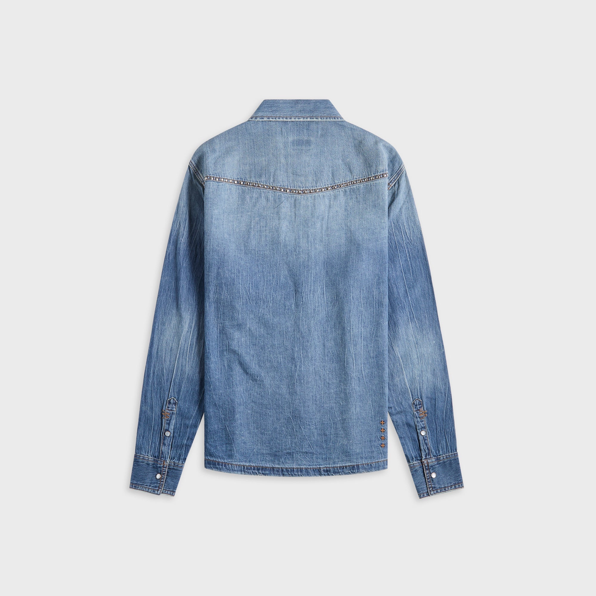 Ksubi Whiplash Long Sleeve Shirt Texas Blue Studded - Stone Washed