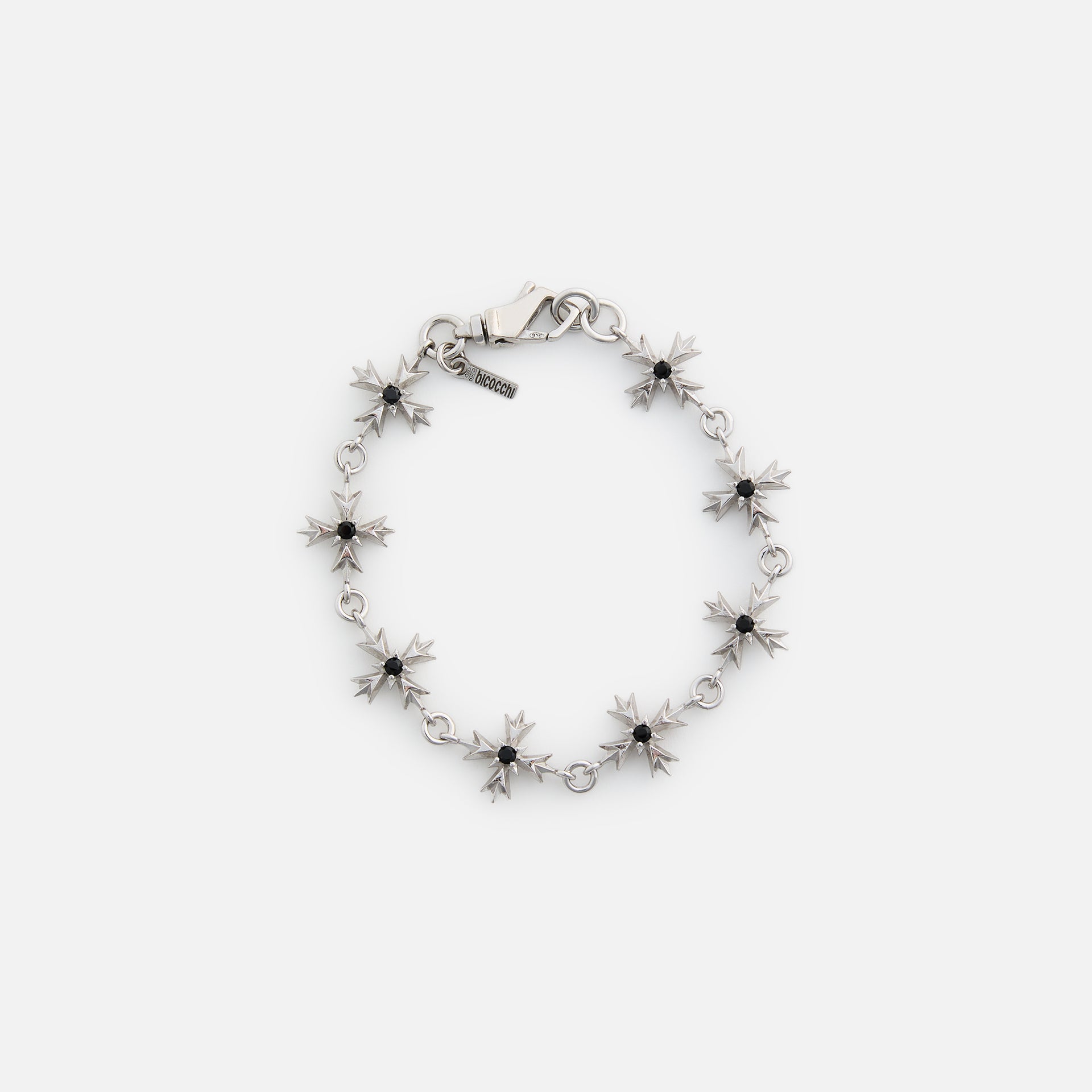 Emanuele Bicocchi Black Zirconia Crest Bracelet - Silver