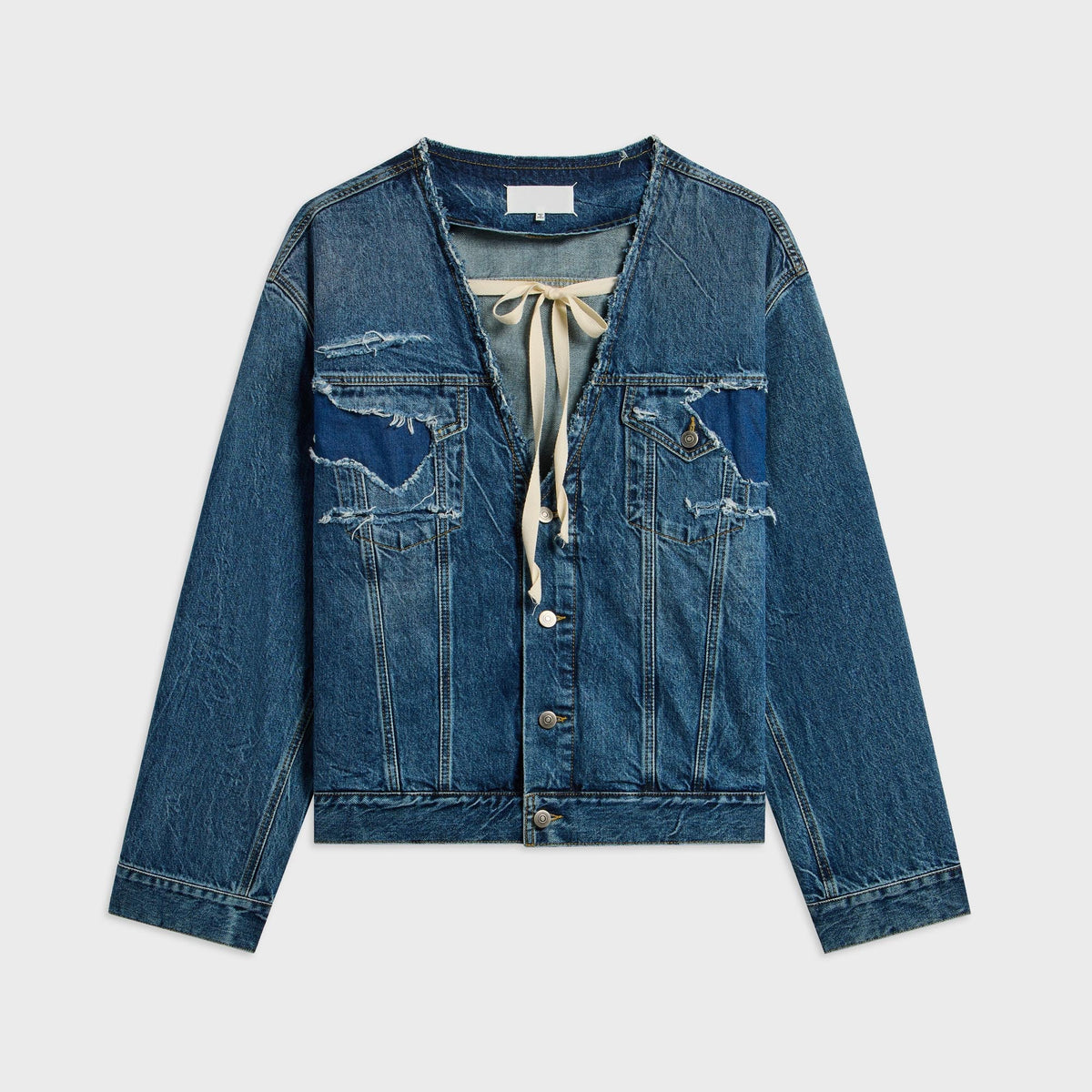 Maison Margiela Distressed Assemblage Denim Jacket - Blue