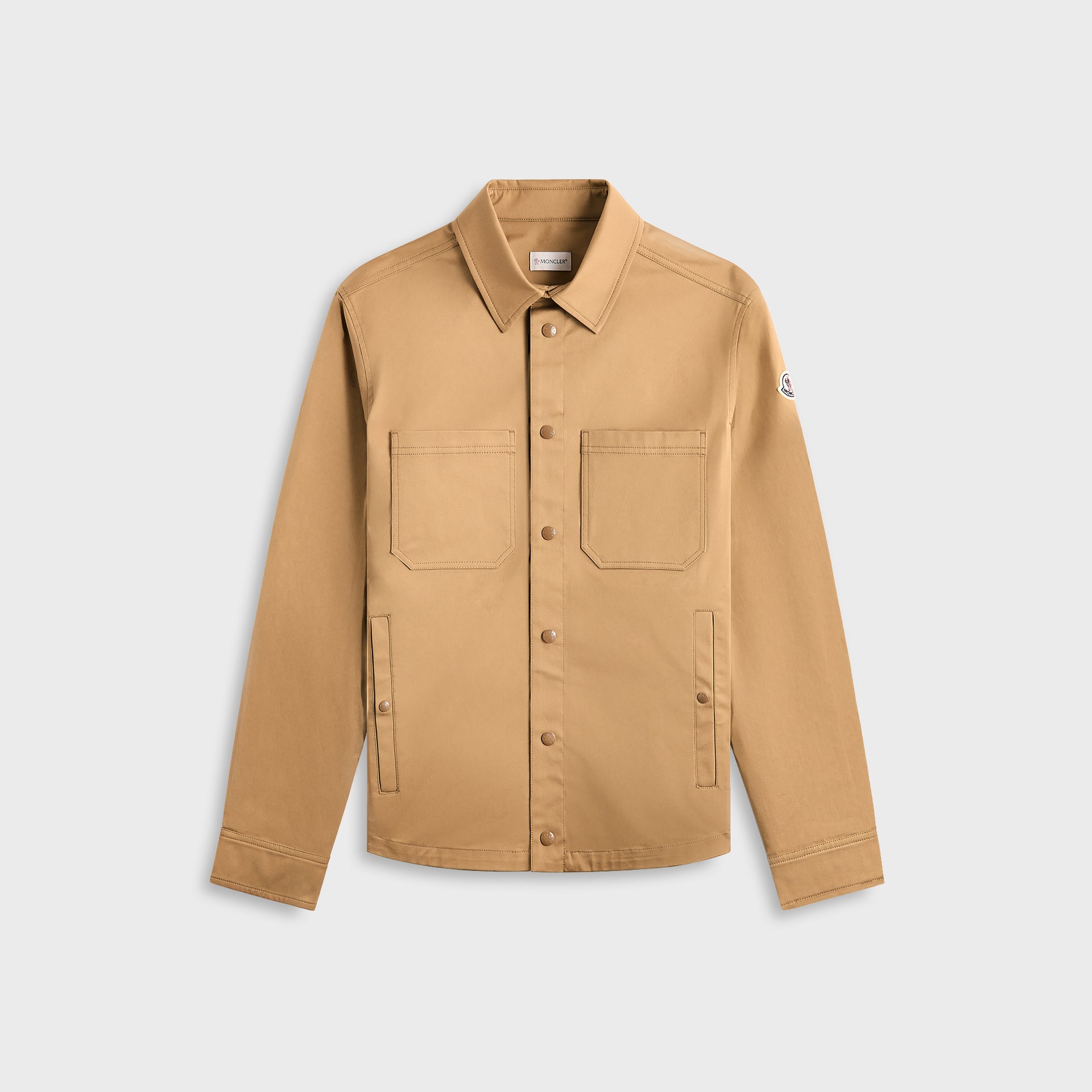 Moncler Beige Gabardine Zip-Up Shirt Jacket - Beige