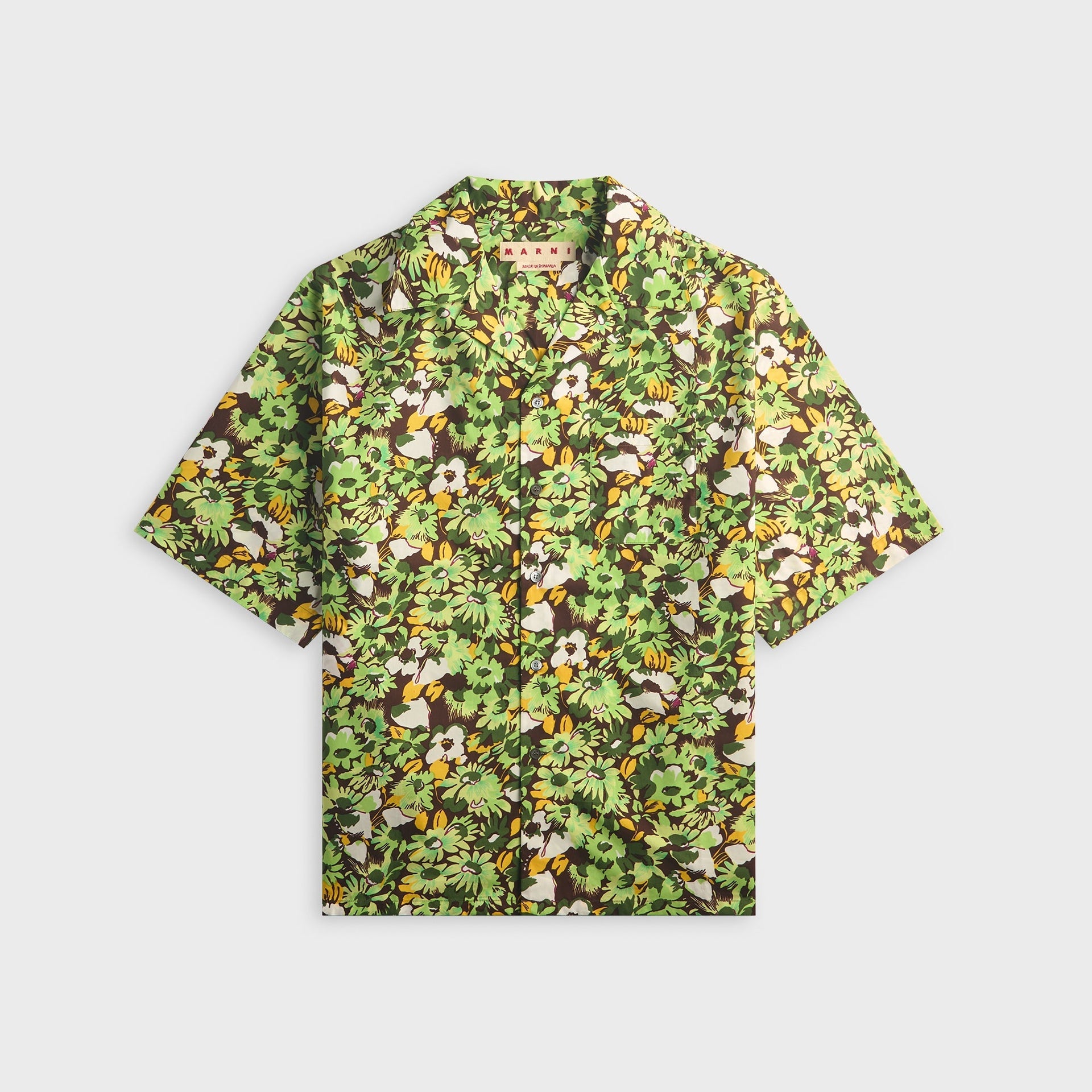 Marni Poplin Shirt With Pop Flowers Print - Sadelle Brown
