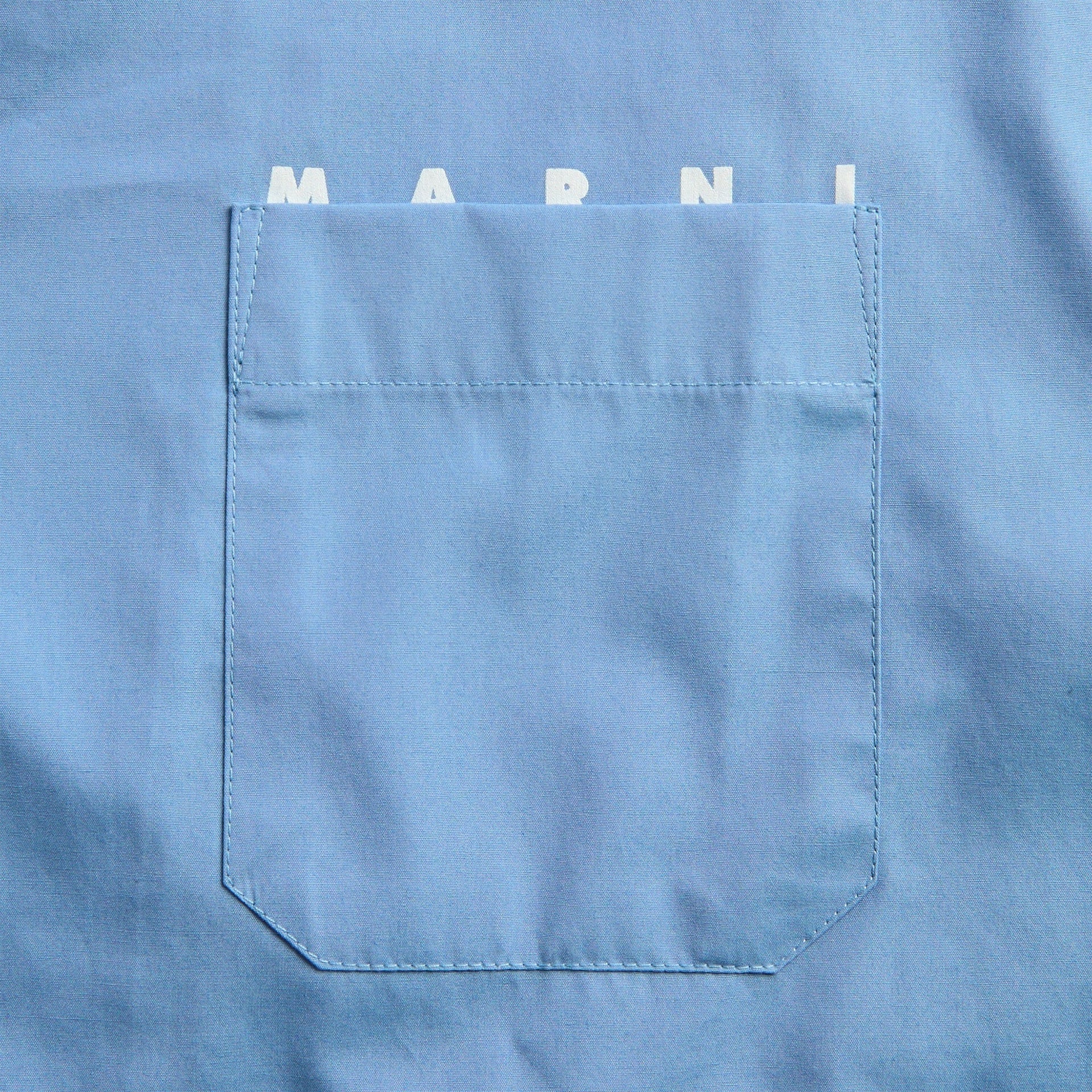 Marni Logo Poplin Camp Shirt - Iris Blue