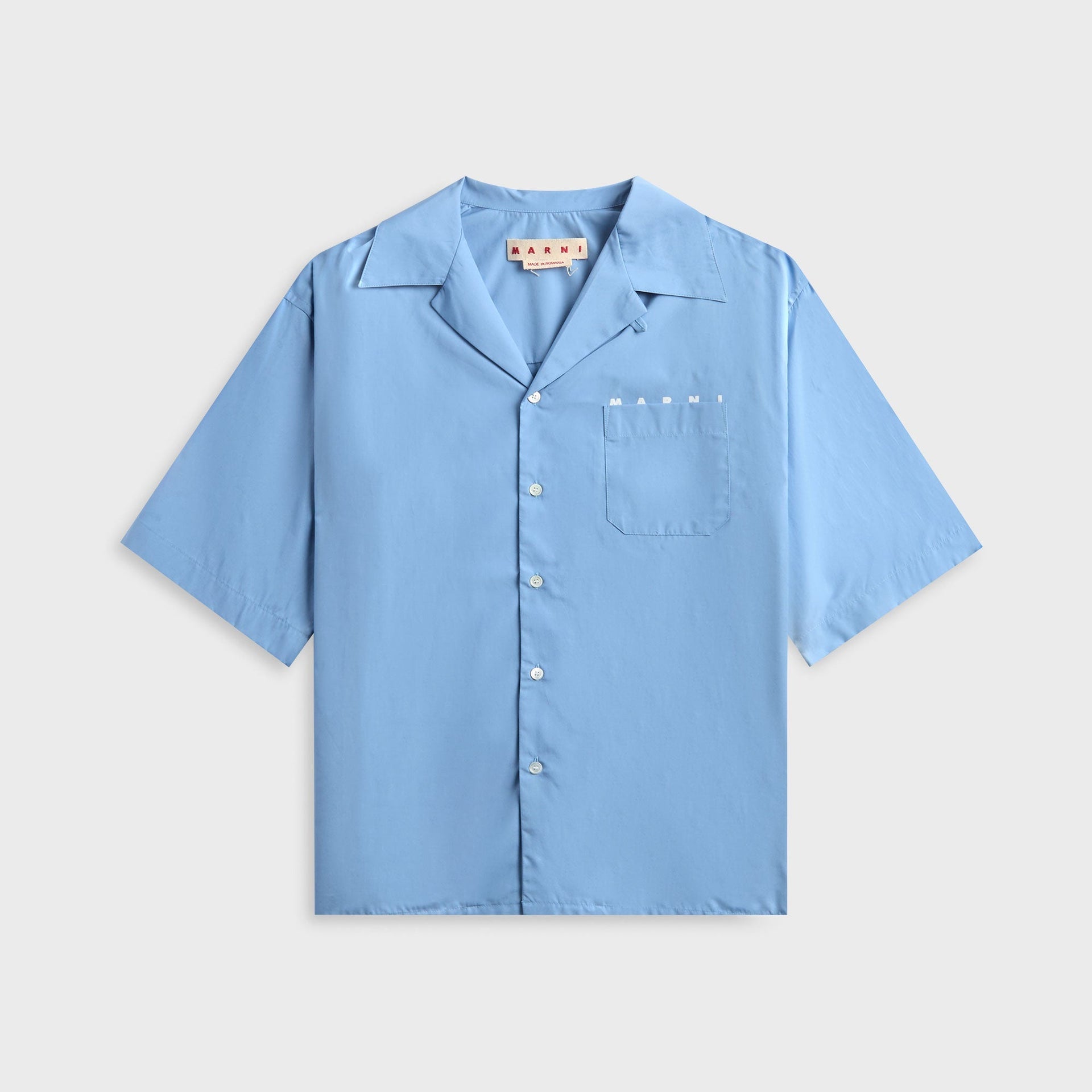 Marni Logo Poplin Camp Shirt - Iris Blue