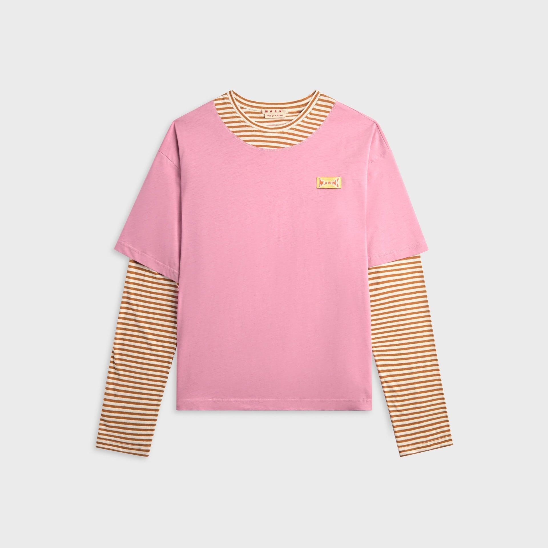 Marni Layered Cotton Tee - Pink / Mustard