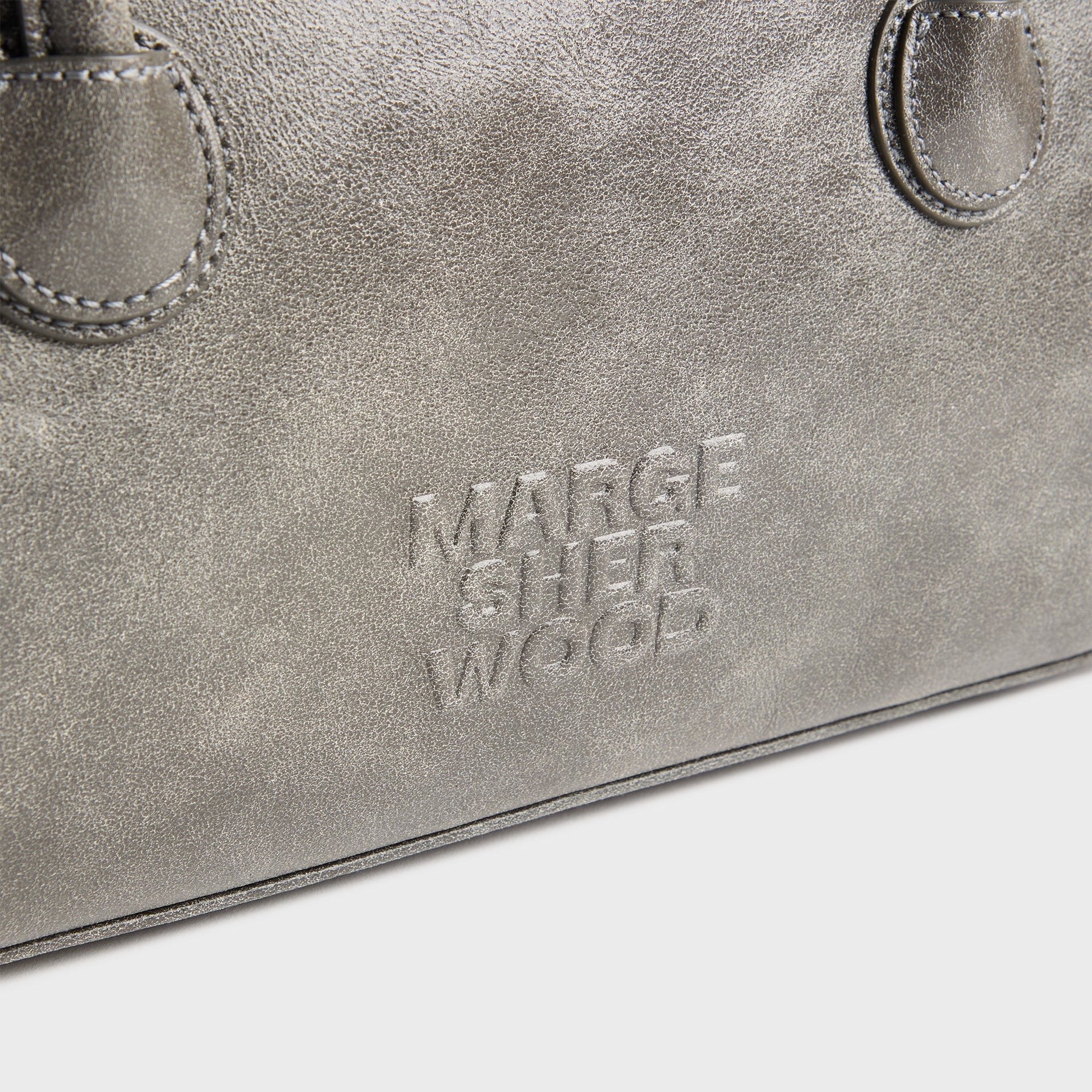 MARGESHERWOOD Soft Boston Two Tone Cracked Bag - White / Grey