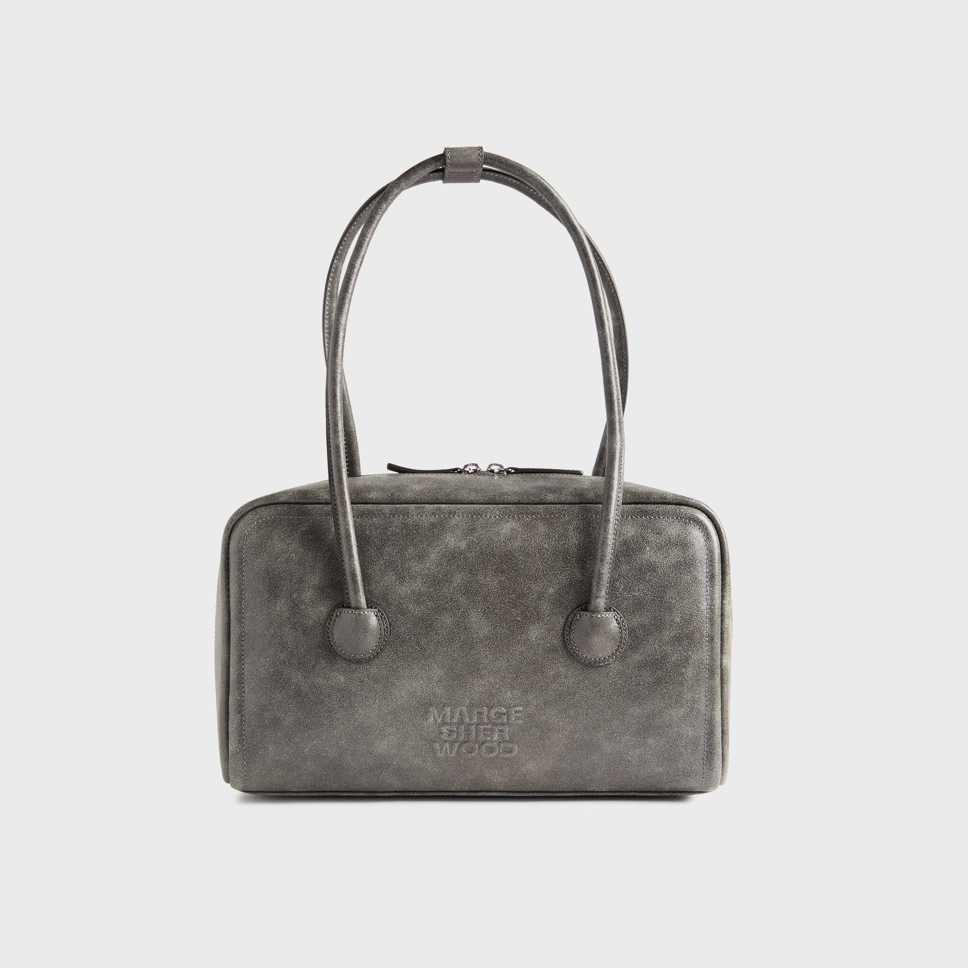 MARGESHERWOOD Soft Boston Two Tone Cracked Bag - White / Grey