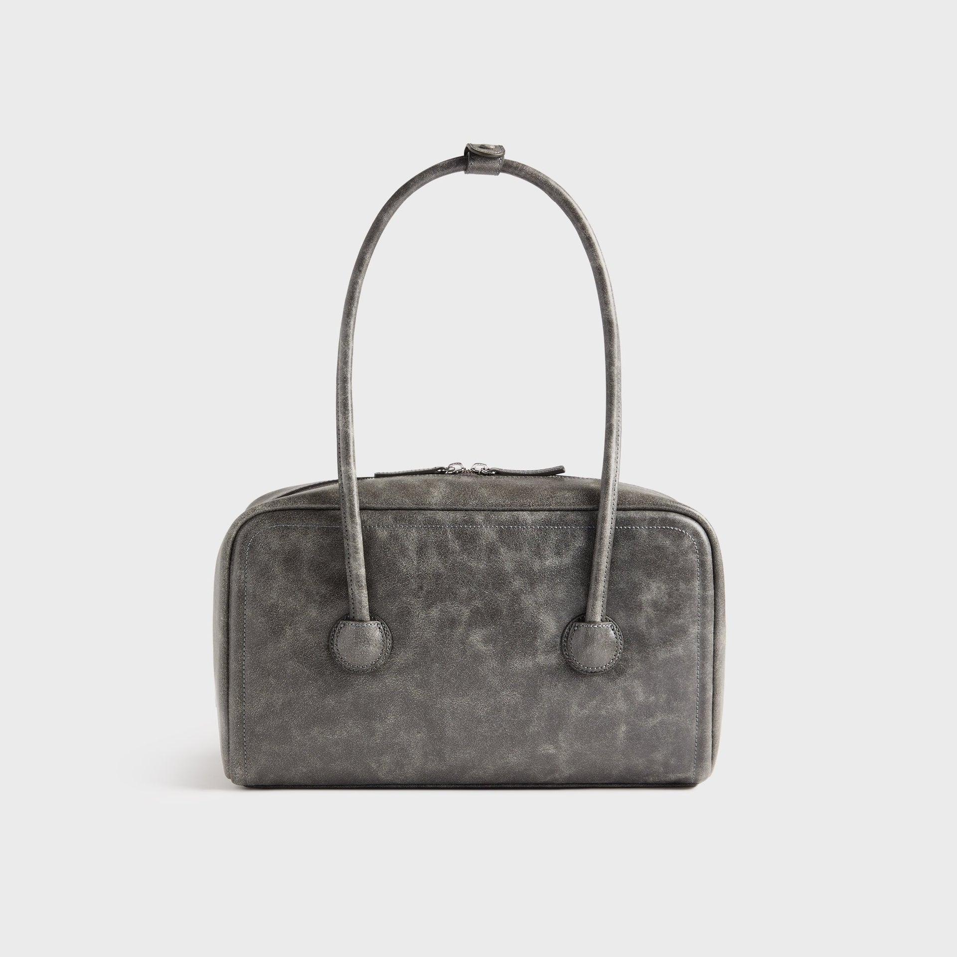 MARGESHERWOOD Soft Boston Two Tone Cracked Bag - White / Grey