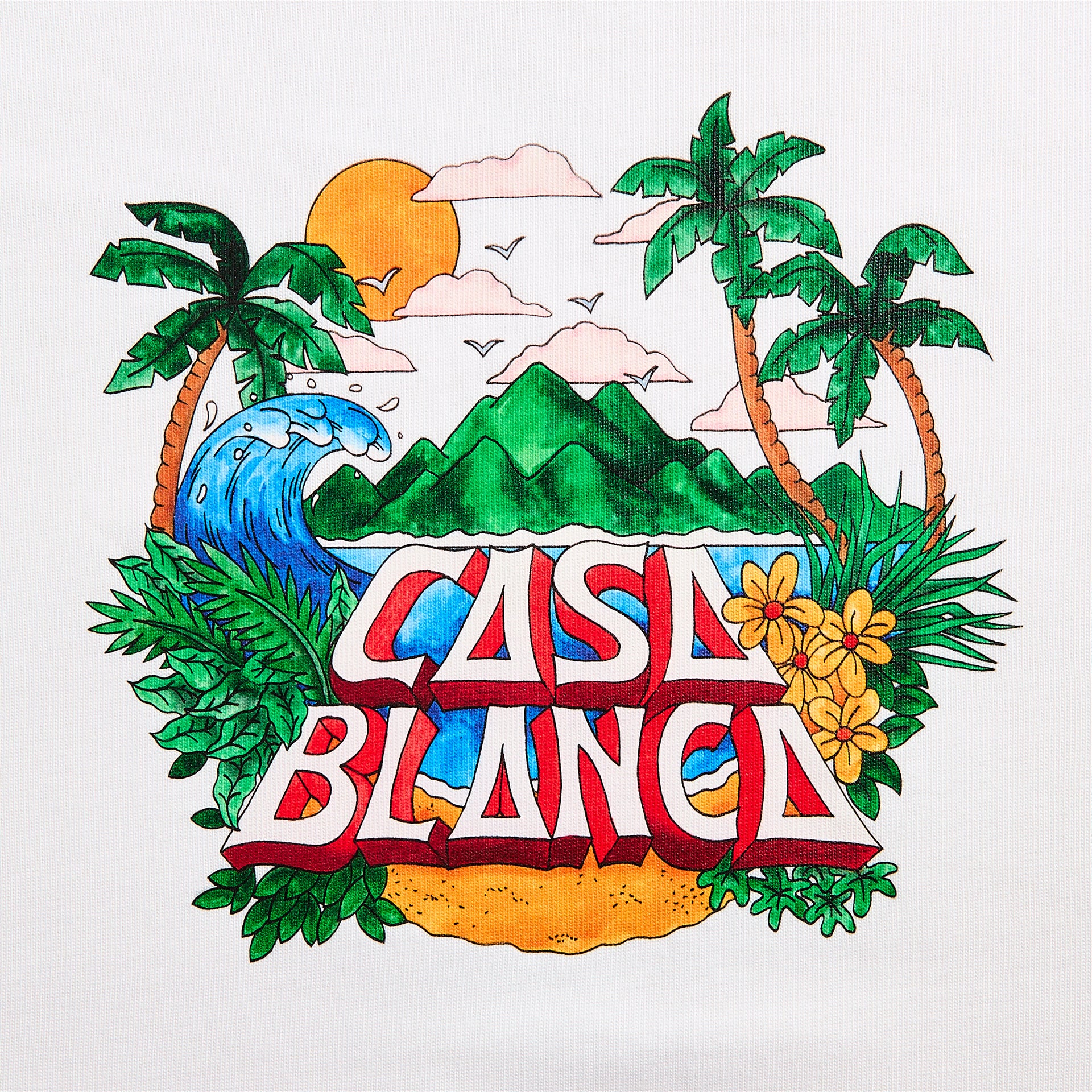 Casablanca Casa Beach Wave Printed Oversized Tee - White