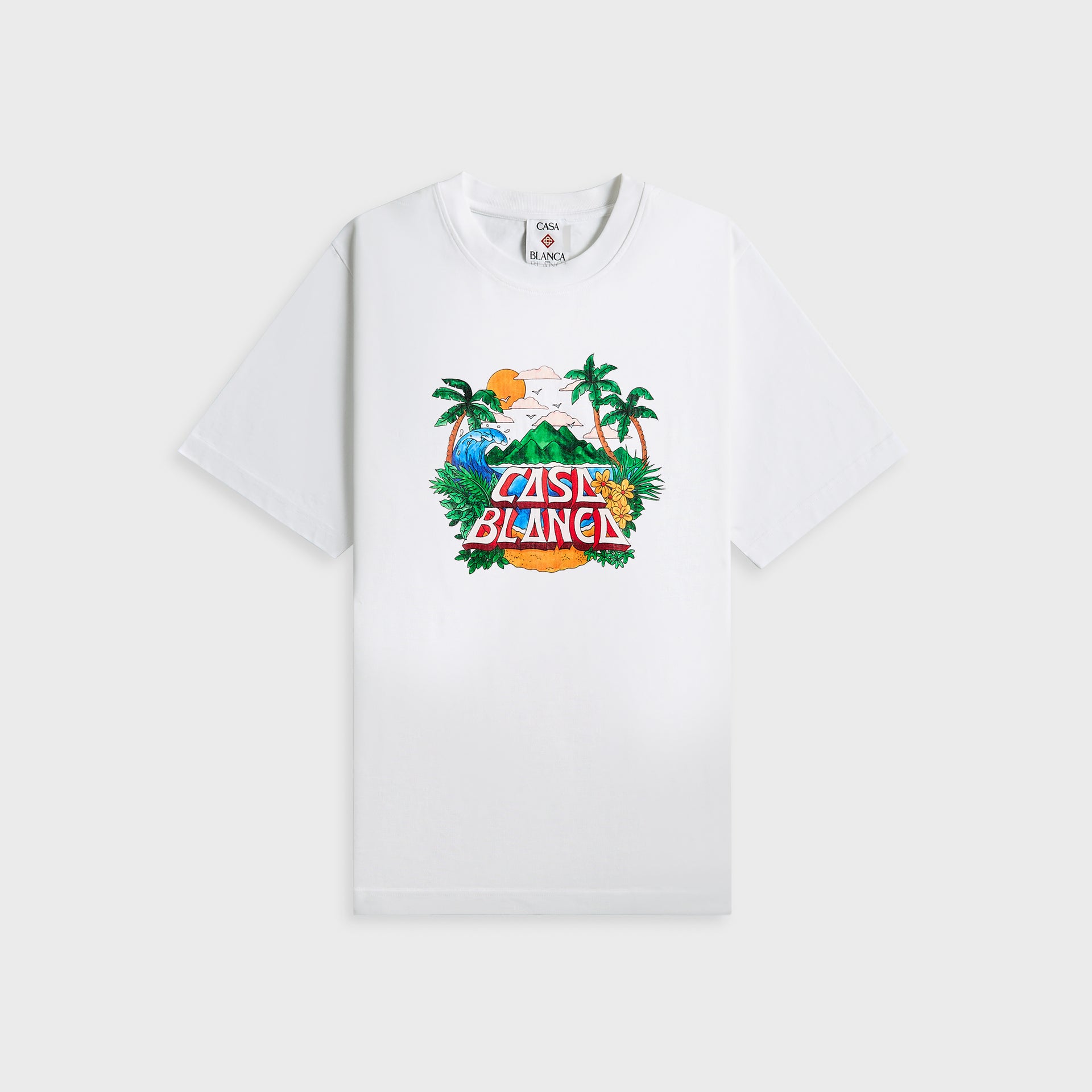 Casablanca Casa Beach Wave Printed Oversized Tee - White