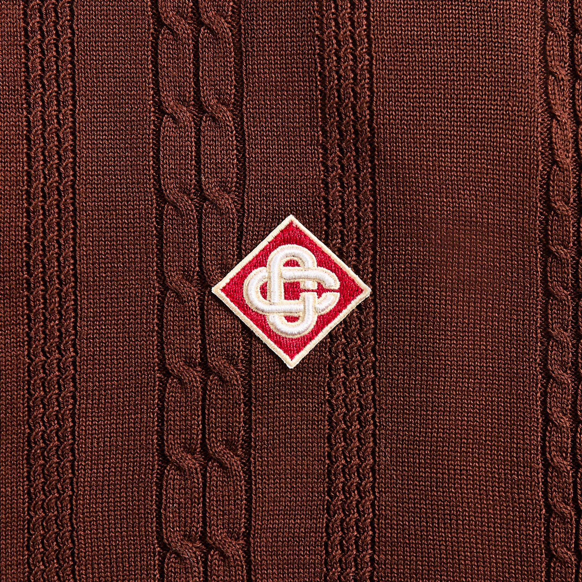 Casablanca Oversized Mini Cable Polo - Dark Brown – Kith