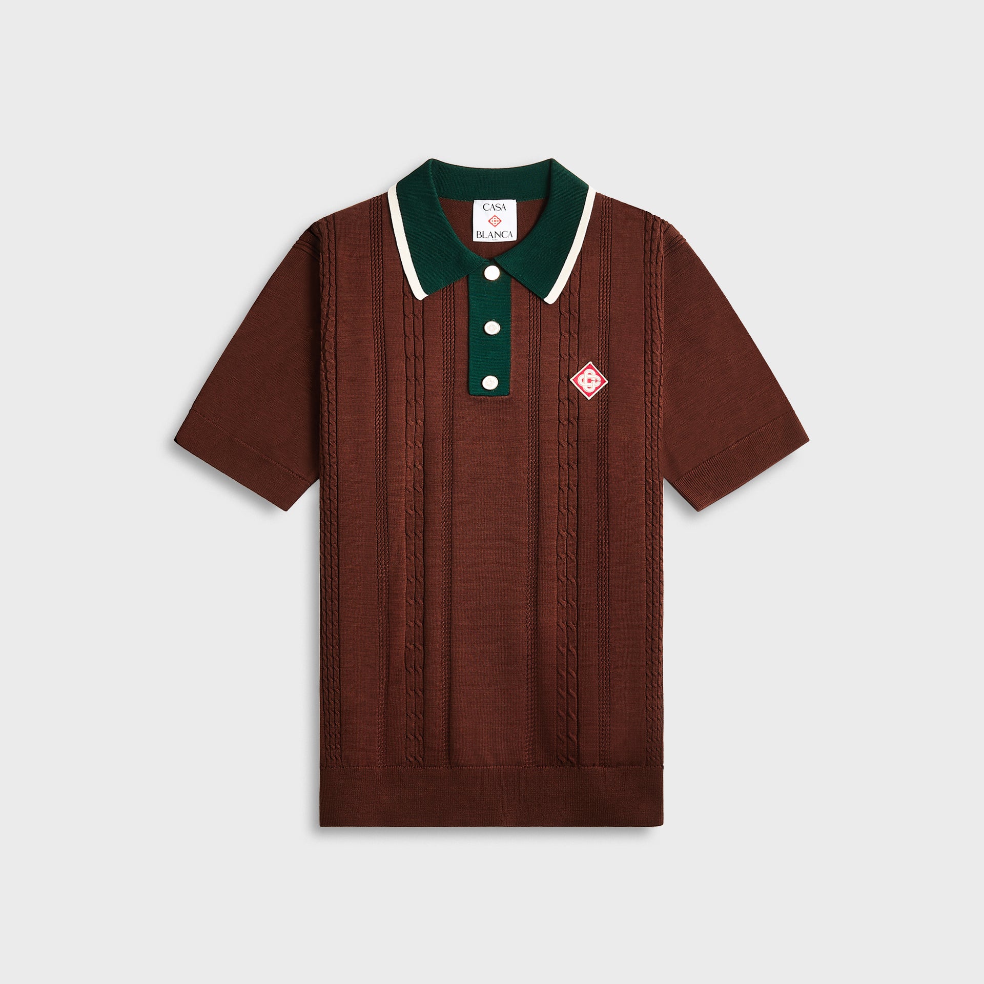 Casablanca Oversized Mini Cable Polo - Dark Brown