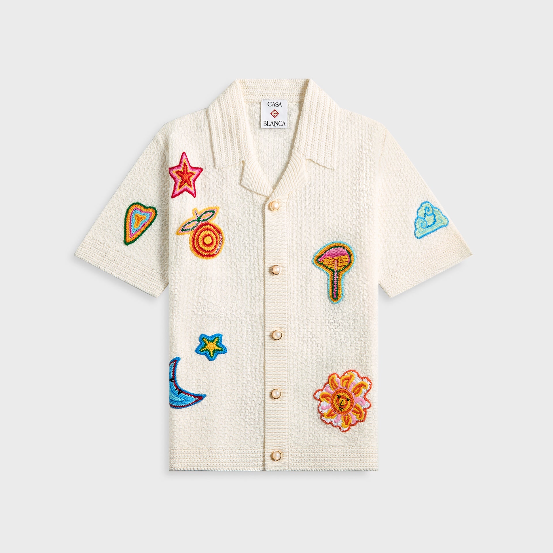 Casablanca Crochet Shirt With Patches - White