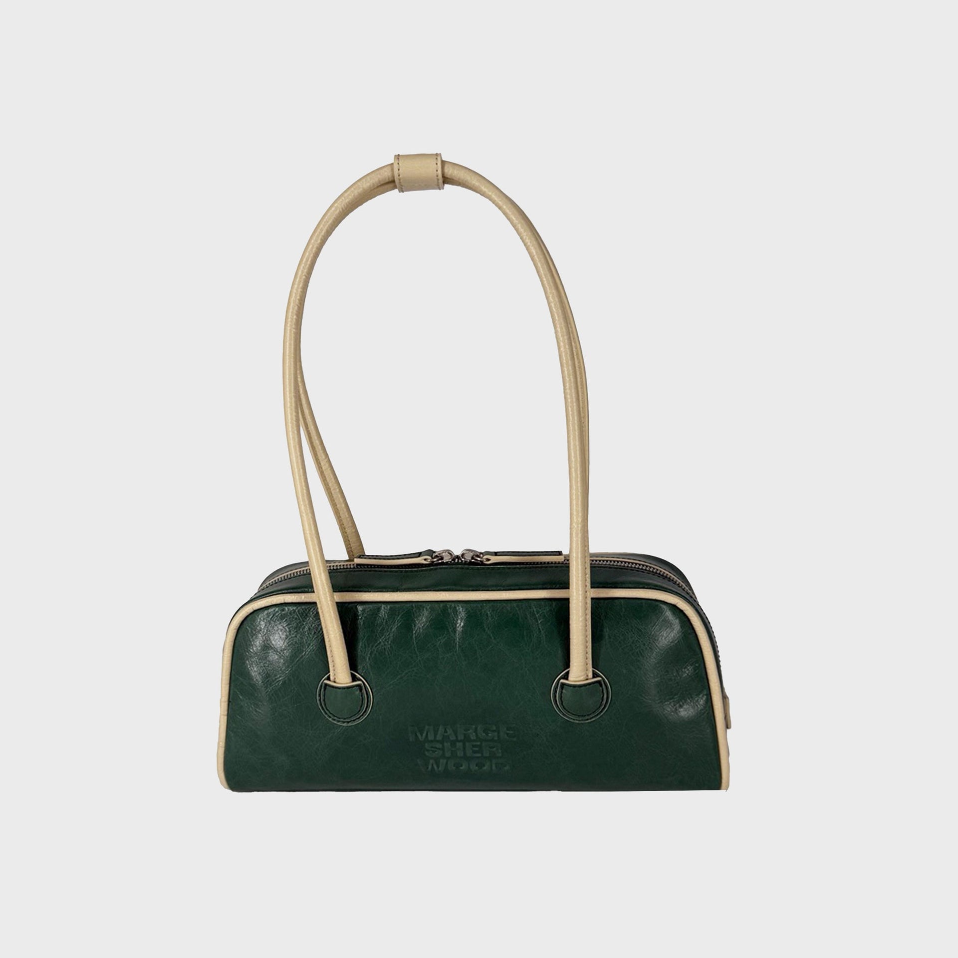 Margesherwood Soft Baguette Bag with Piping in Hunter Green