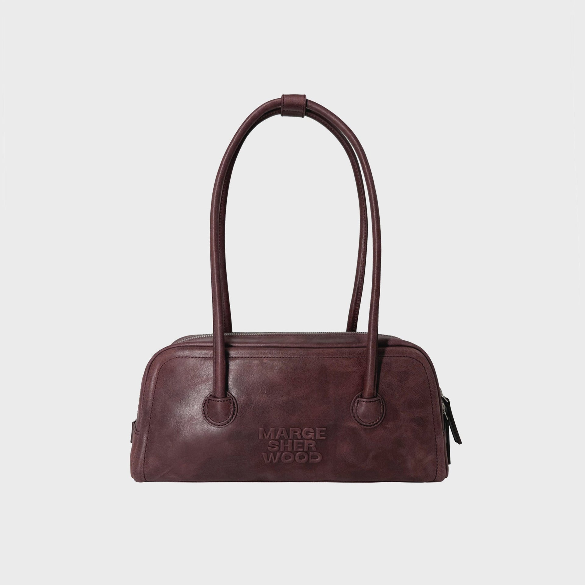 Margesherwood Soft Baguette Bag - Wine Pull Up