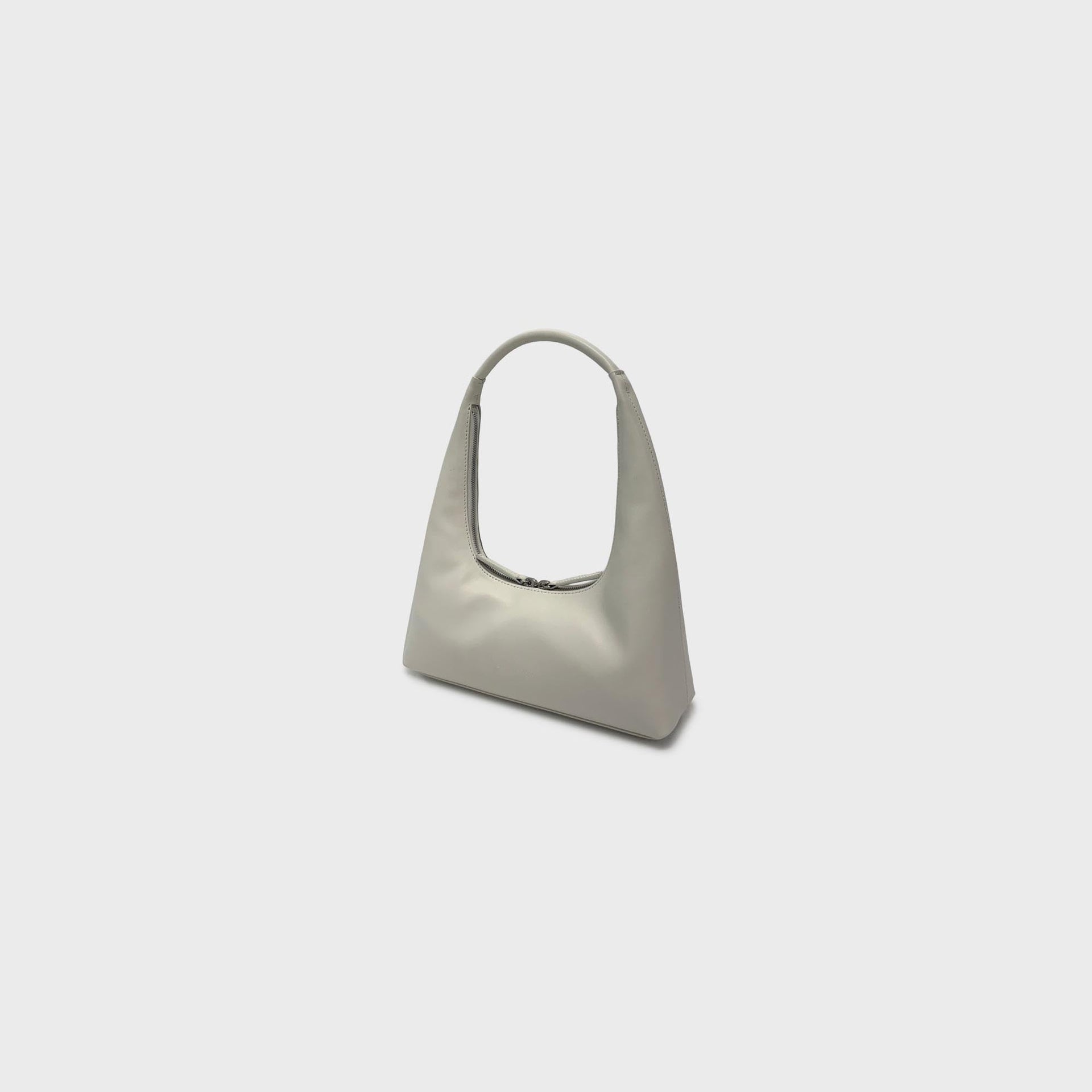 MARGESHERWOOD white choco leather hobo bag, three-quarter side view showing slouchy body and depth