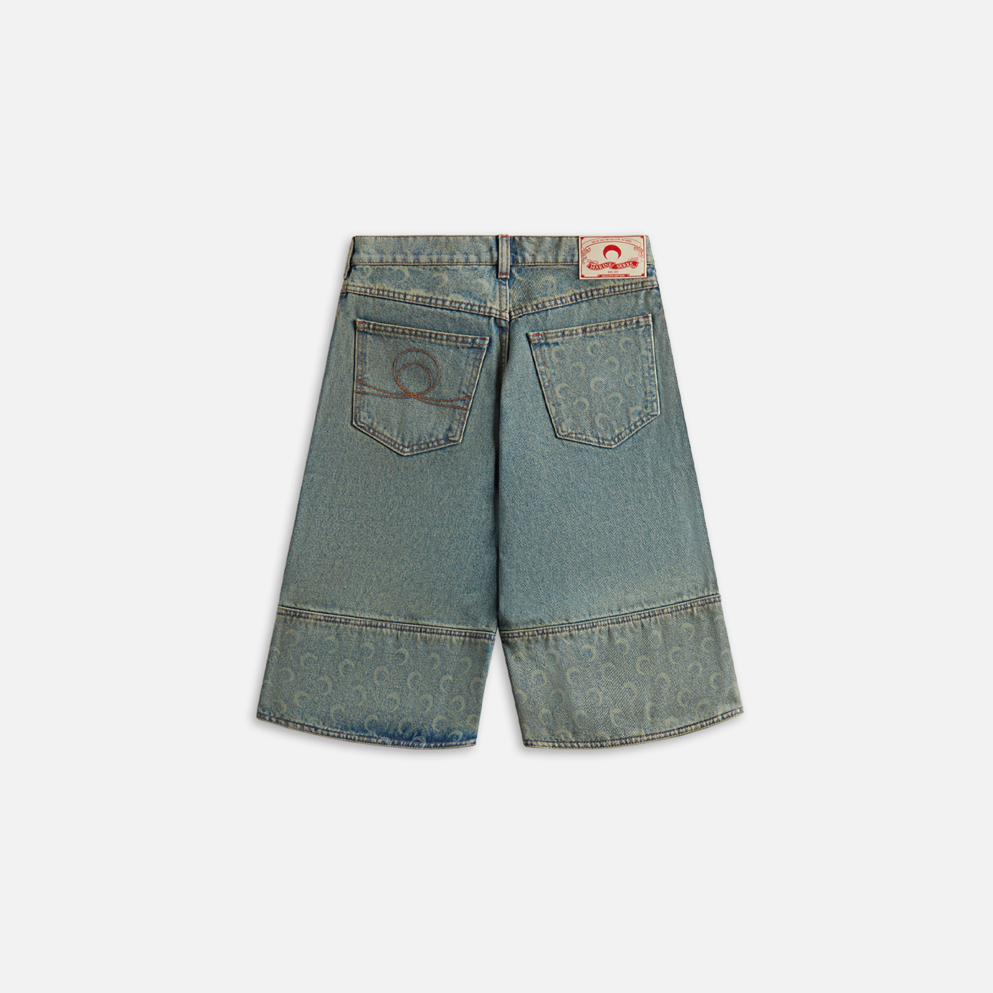 Marine Serre Moon Laserワイドレッグショートジーンズ S Moon Laser Denim Bermudas • Marine Serre