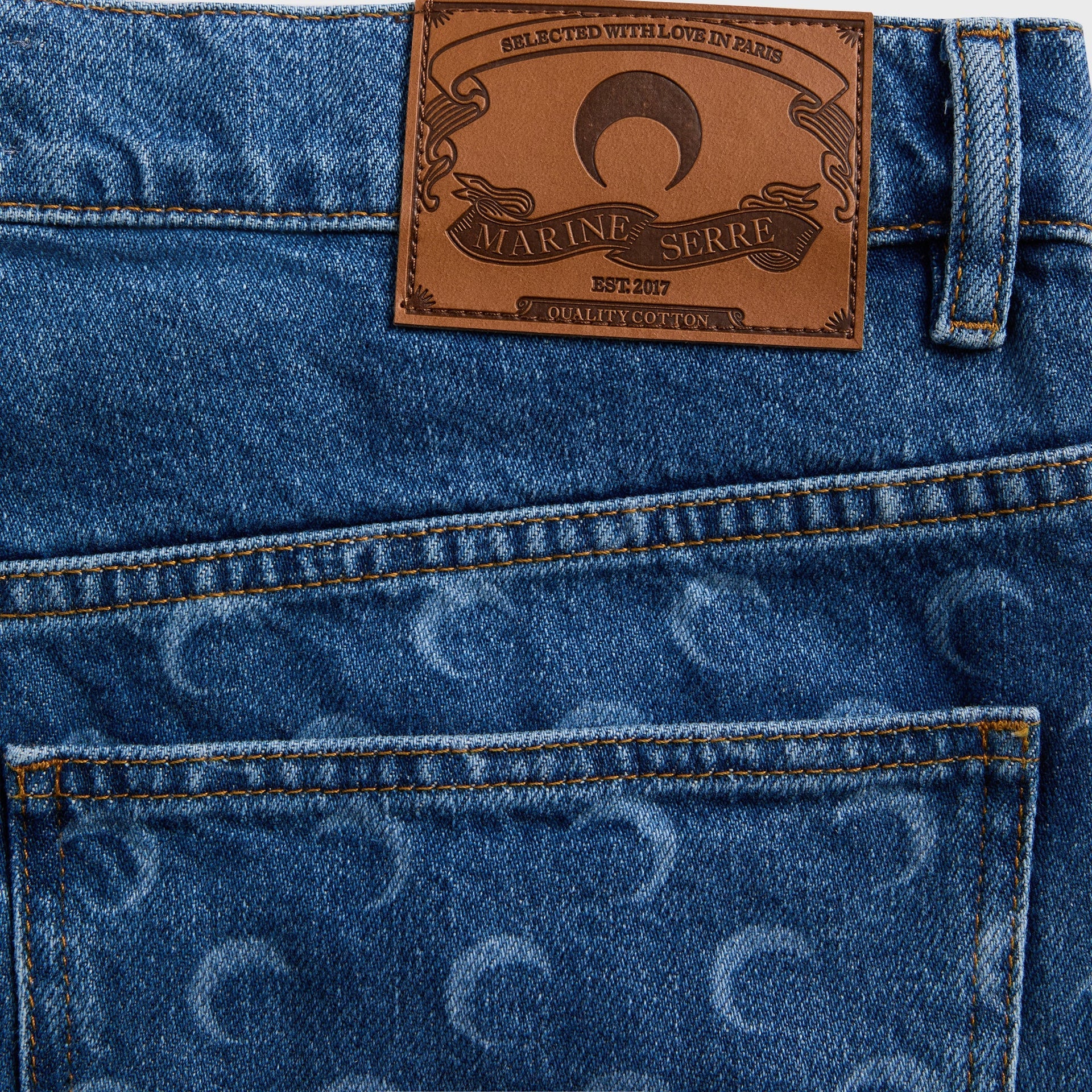 Marine Serre Denim Bermuda - Light Blue