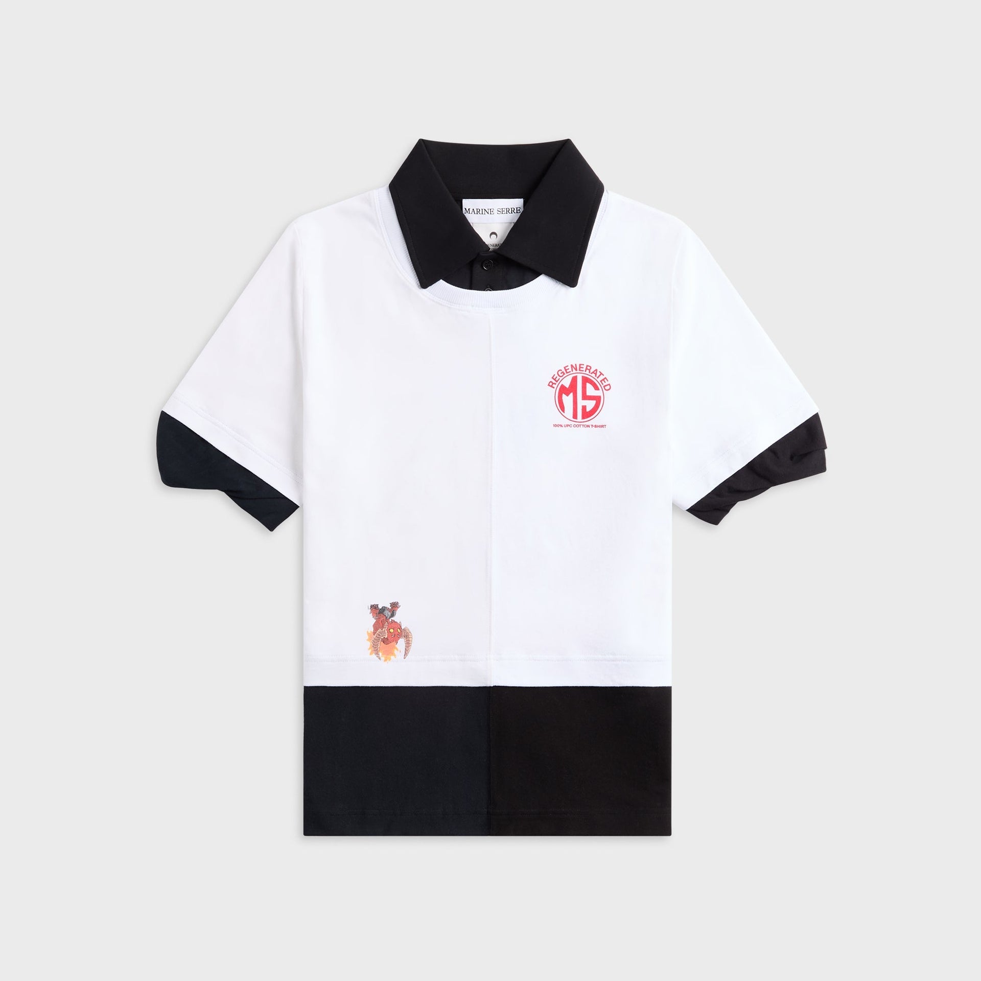 Marine Serre Upcycled Jersey Polo Shirt - White