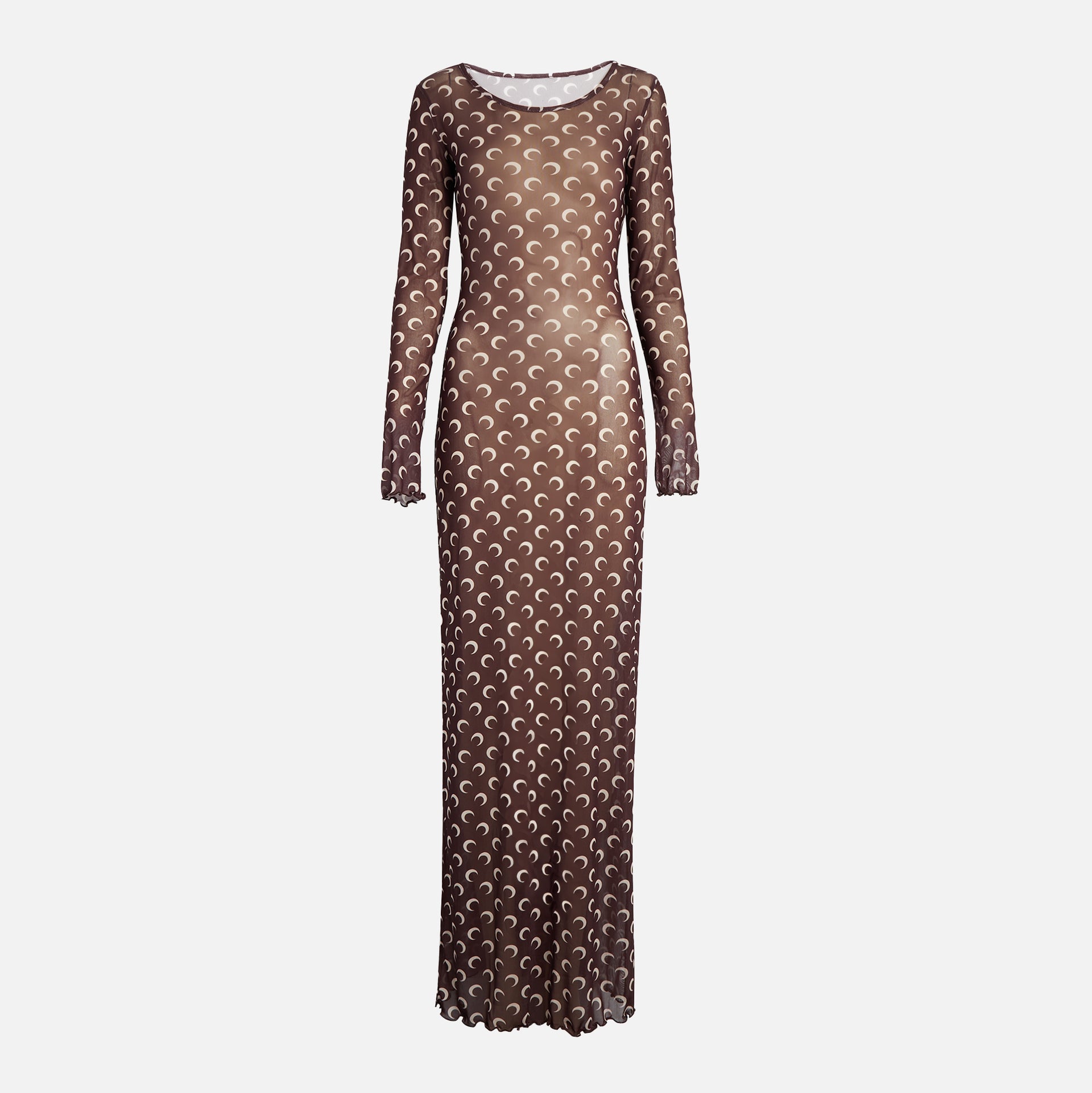 Marine Serre Recycled Moon Mesh Long Dress - Brown