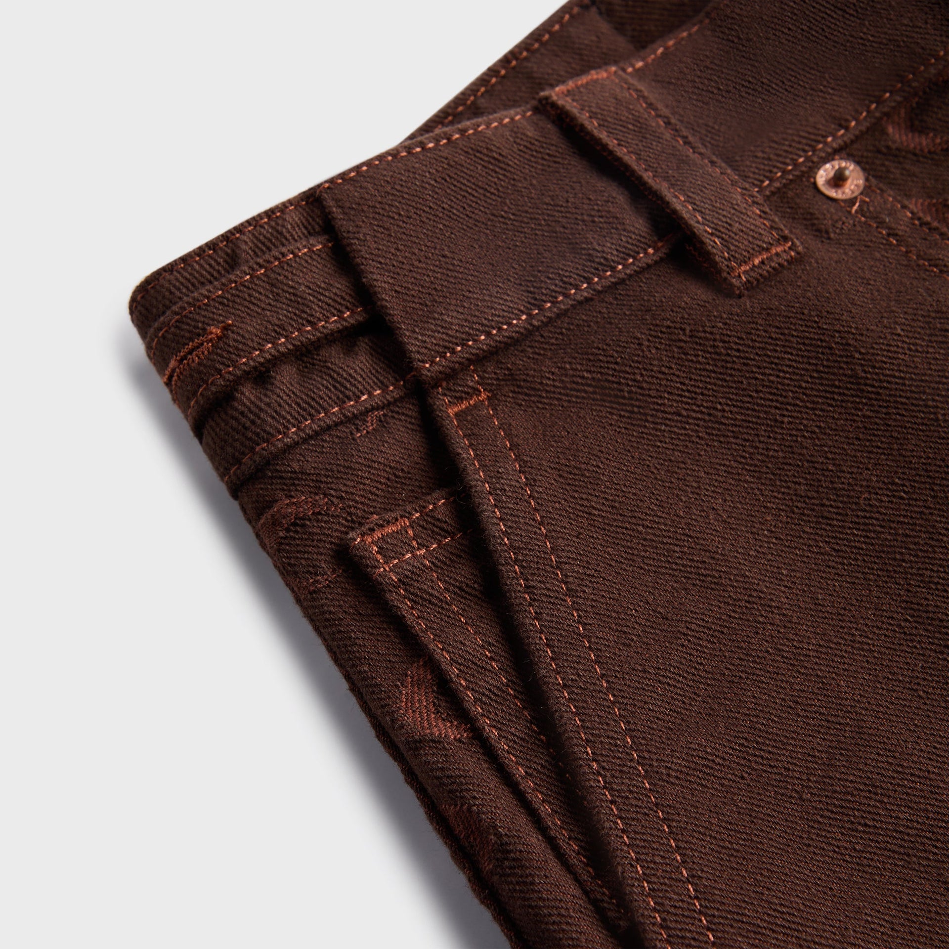 MARINE SERRE Moon Jacquard Twill Workwear Pant in Deep Brown