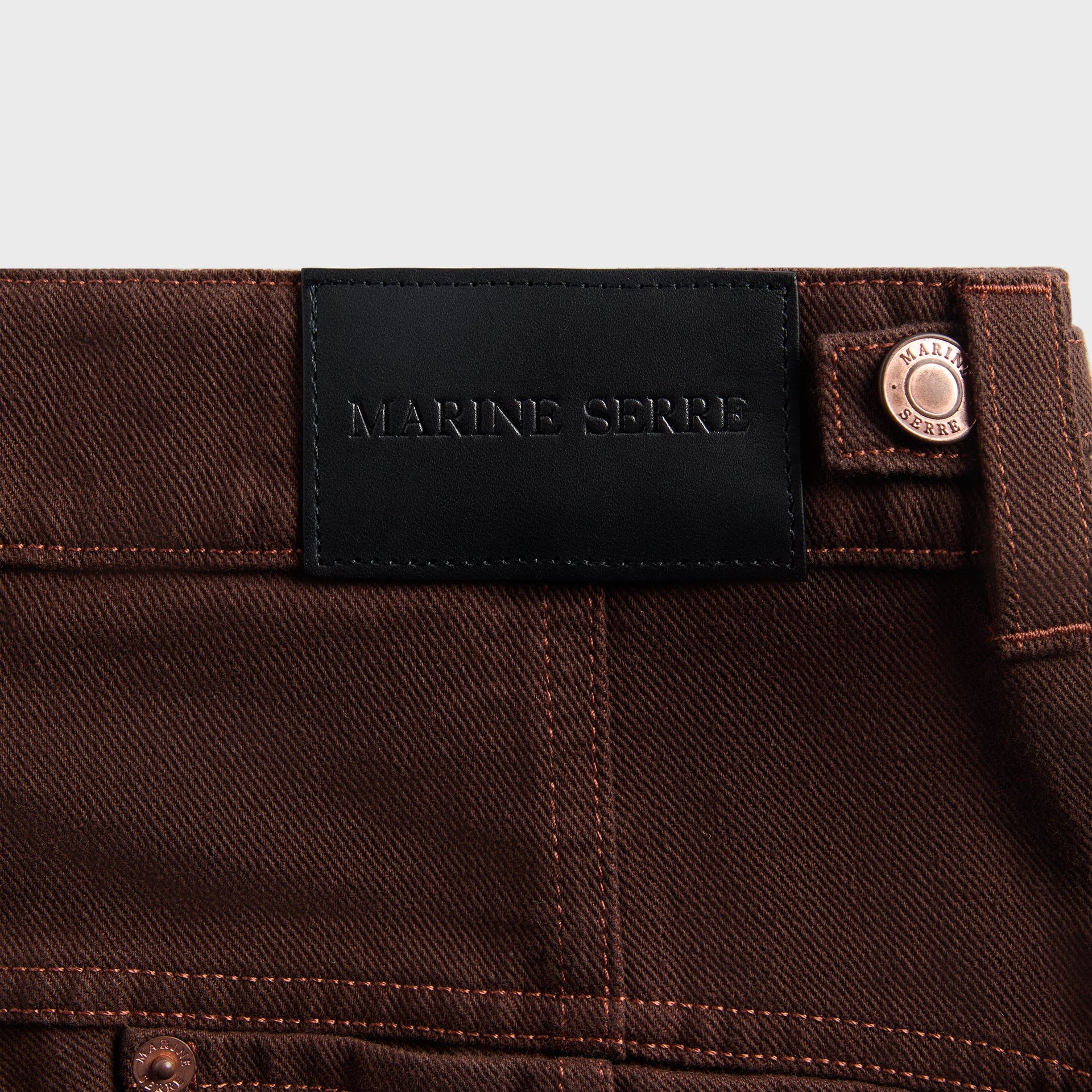 MARINE SERRE Moon Jacquard Twill Workwear Pant in Deep Brown