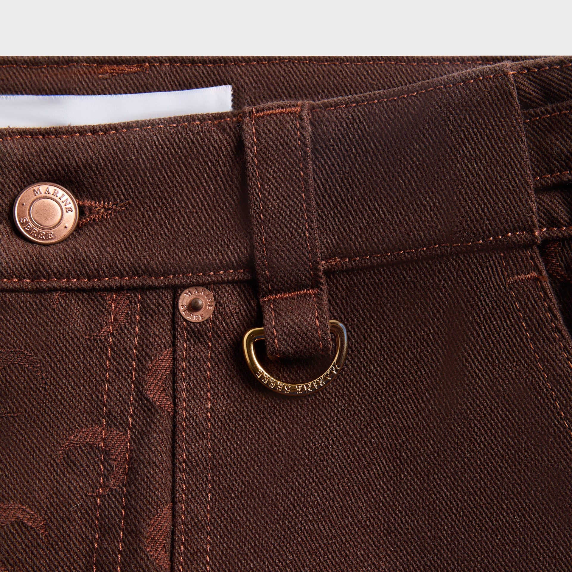 MARINE SERRE Moon Jacquard Twill Workwear Pant in Deep Brown