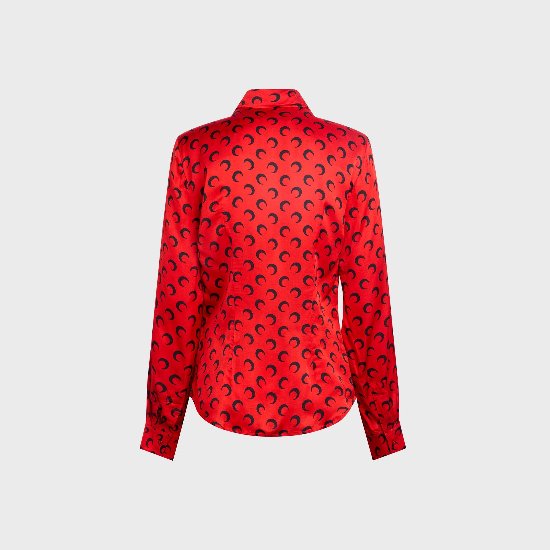 MARINE SERRE Moon Satin Shirt Blouse in Red