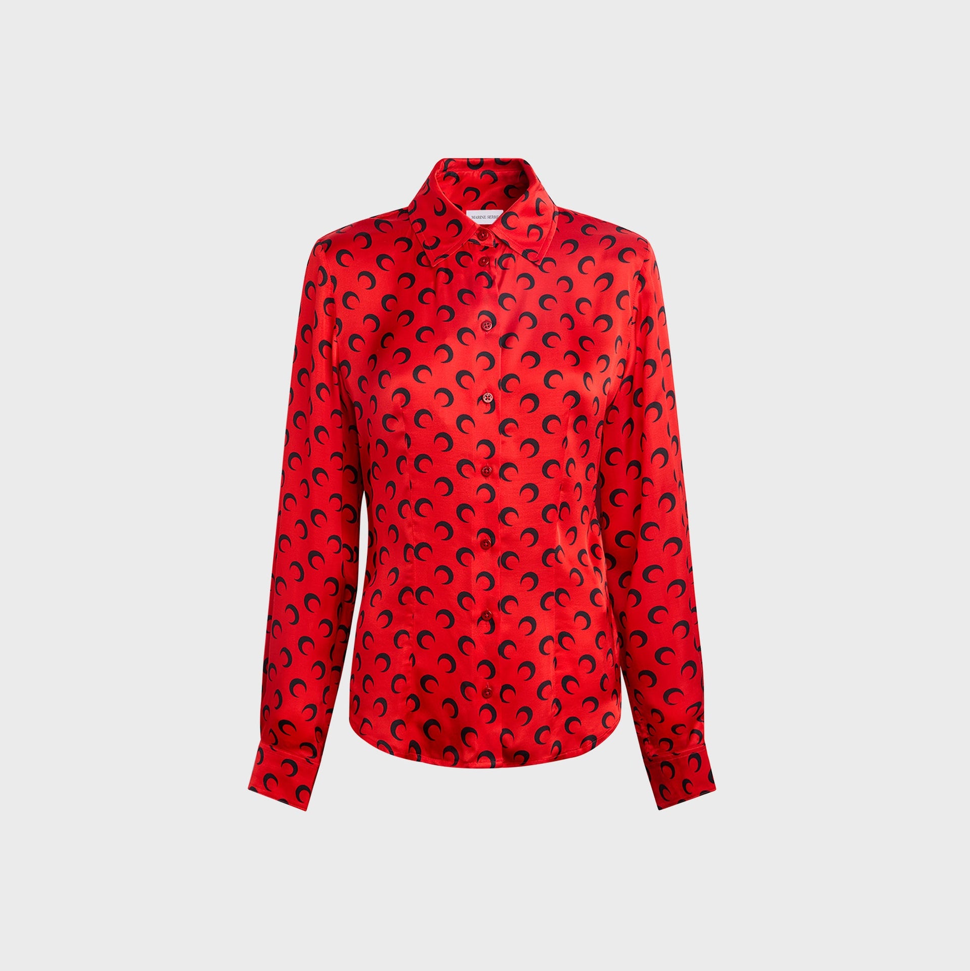MARINE SERRE Moon Satin Shirt Blouse in Red