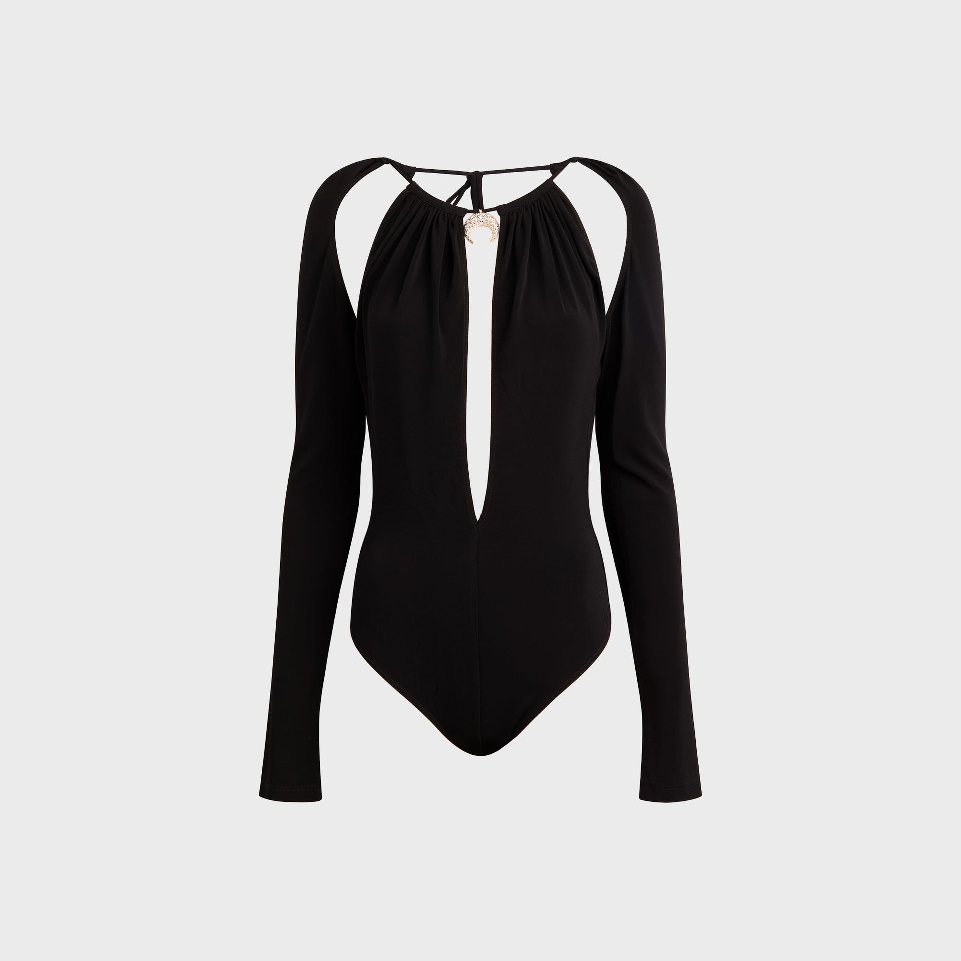 Marine Serre Draped Jersey Long Sleeve Top - Black