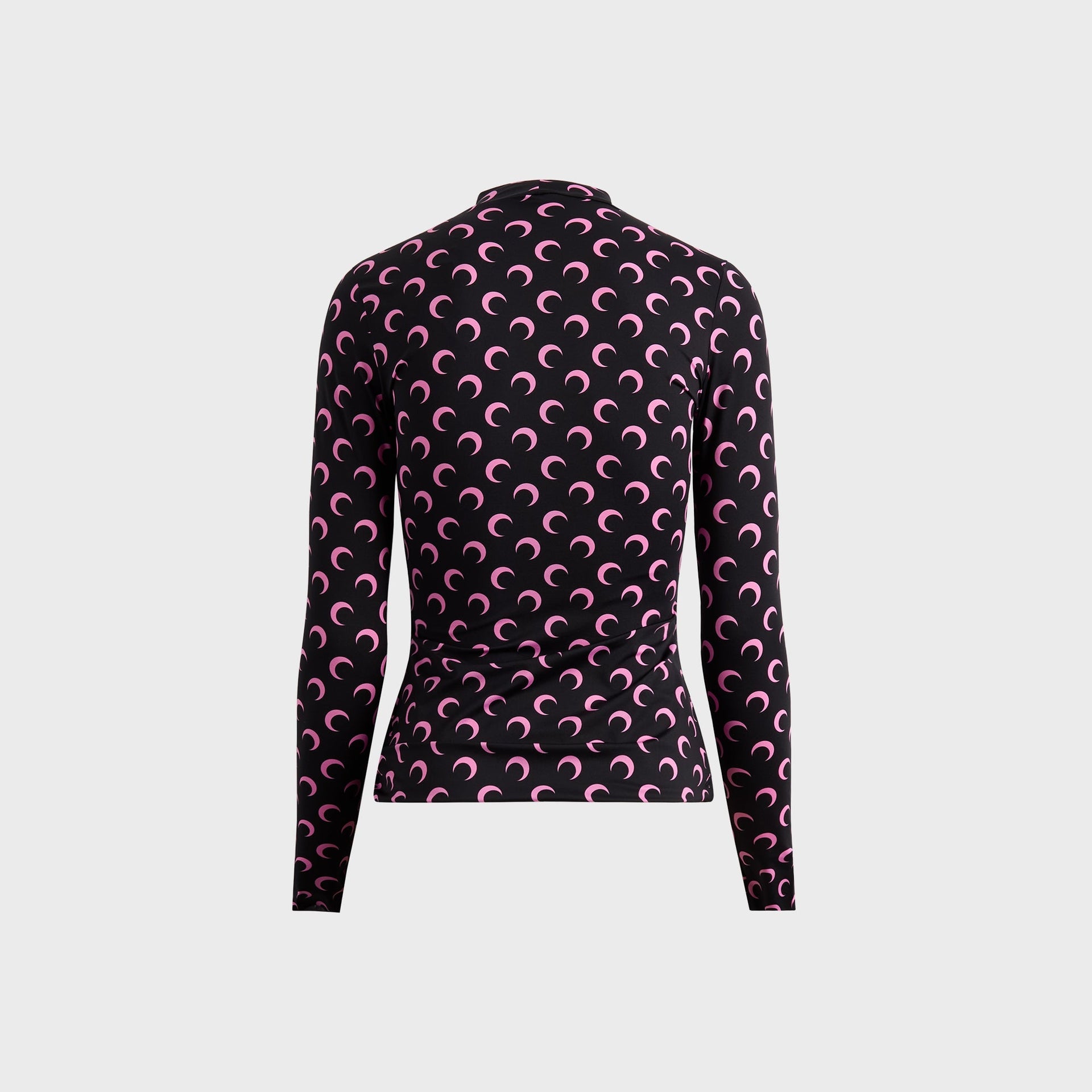 Marine Serre Moon Printed Jersey Long Sleeve High Neck Top - Black / Pink