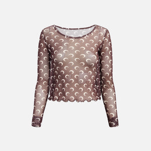 Marine Serre Recycled Mesh Flock Crop Top - Brown